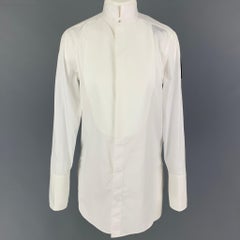 RALPH LAUREN Collection Size 4 White Cotton Tuxedo Shirt