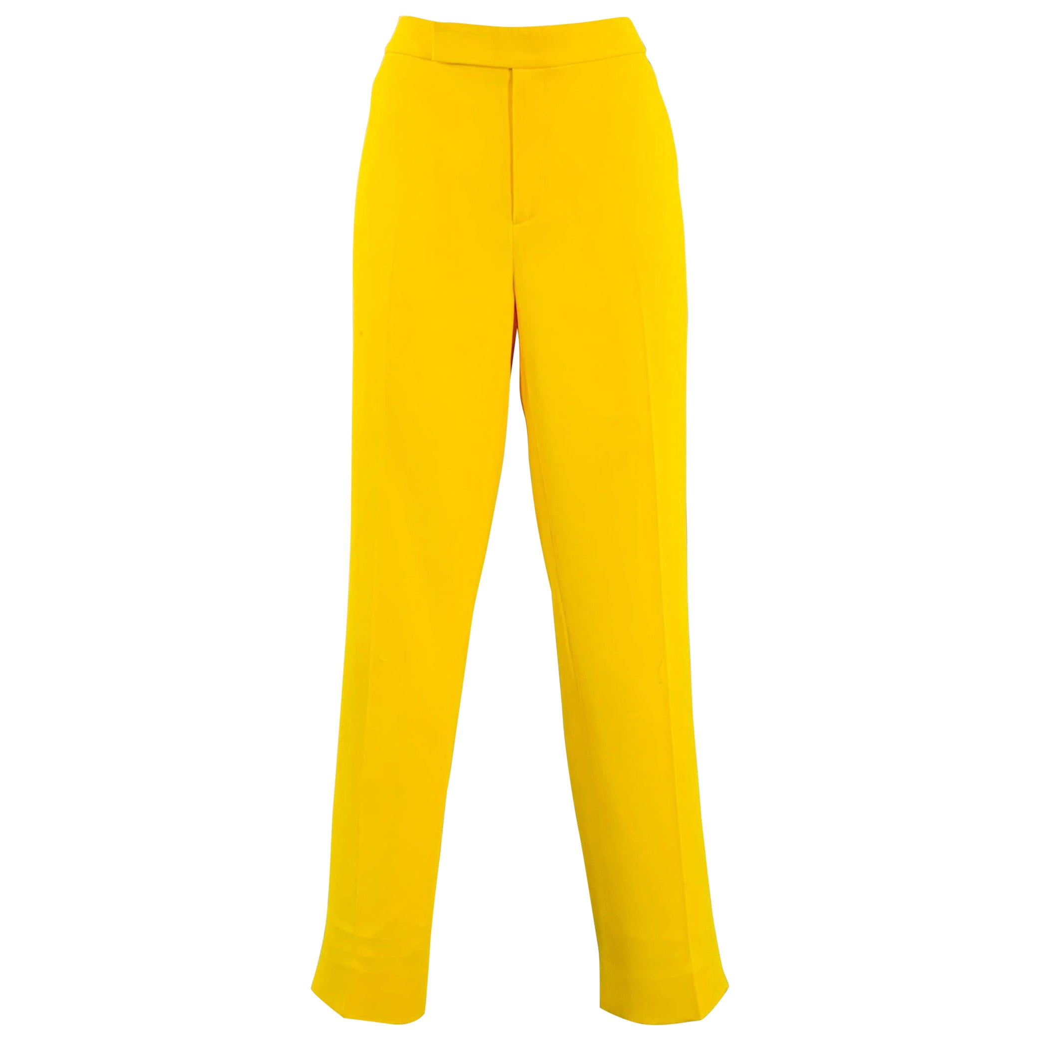 RALPH LAUREN COLLECTION Size 4 Yellow Crepe Tapered Flat Front Zip Fly Dress Pants
