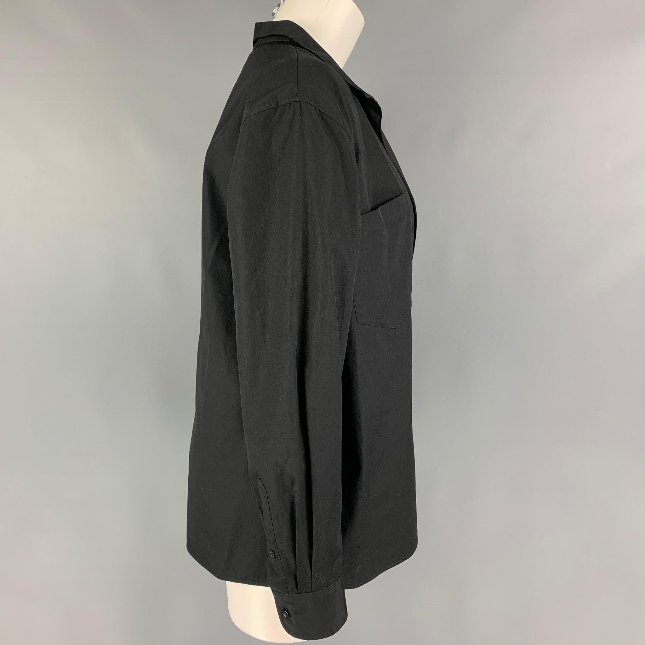 RALPH LAUREN Collection Size 6 Black Cotton Wrap Around Casual Top In Good Condition For Sale In San Francisco, CA
