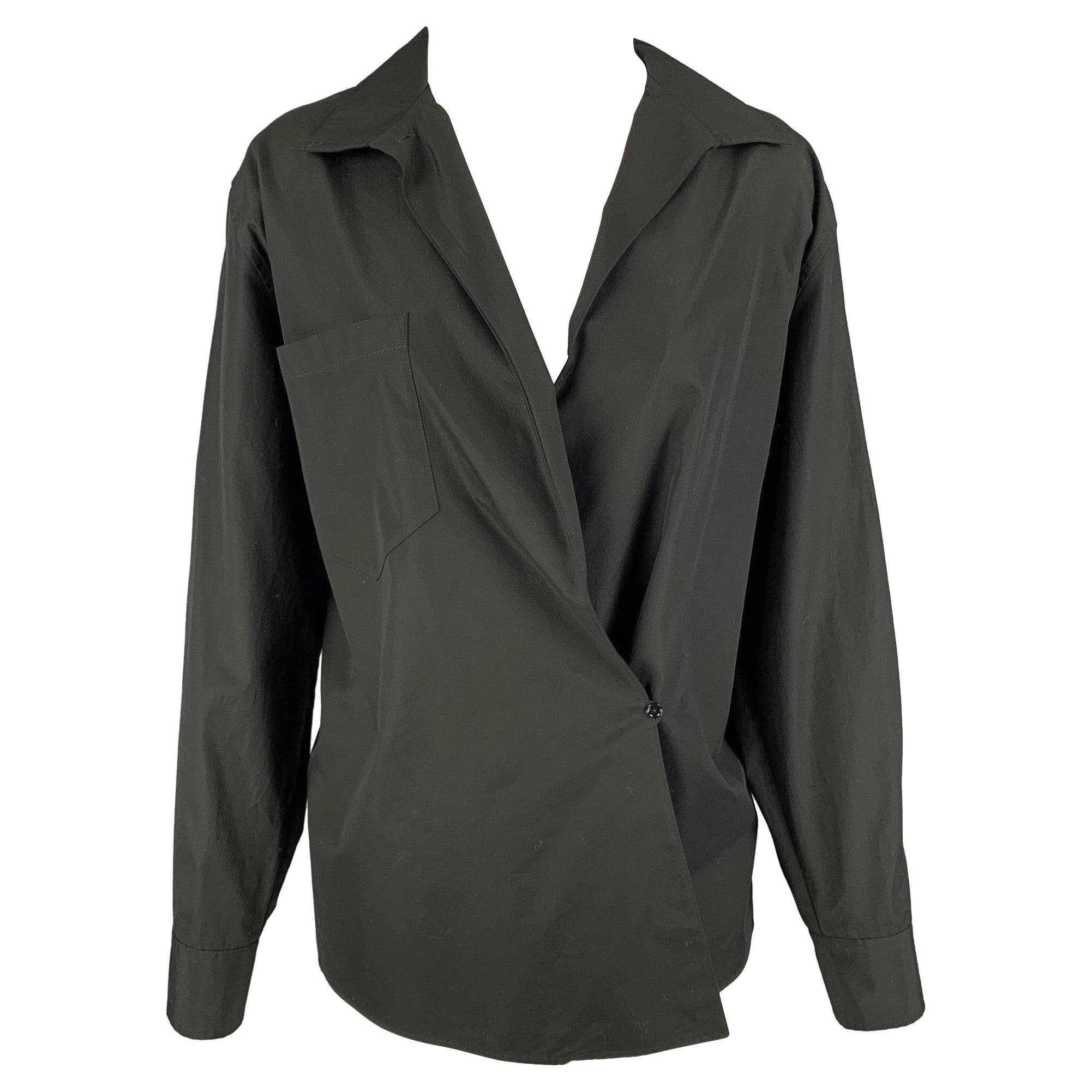 Colección RALPH LAUREN Talla 6 Top casual envolvente de algodón negro