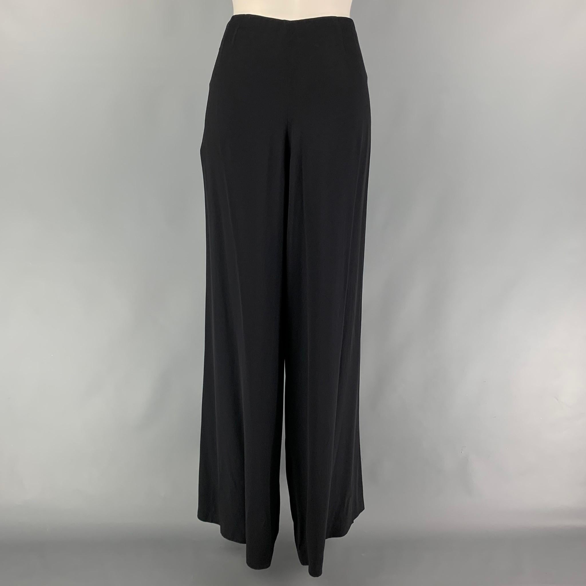 RALPH LAUREN Collection Size 6 Black Viscose Silk Wide Leg Dress Pants In Good Condition In San Francisco, CA