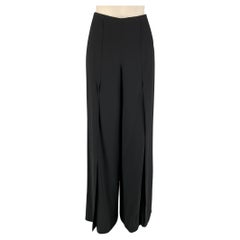 RALPH LAUREN Collection Size 6 Black Viscose Silk Wide Leg Dress Pants