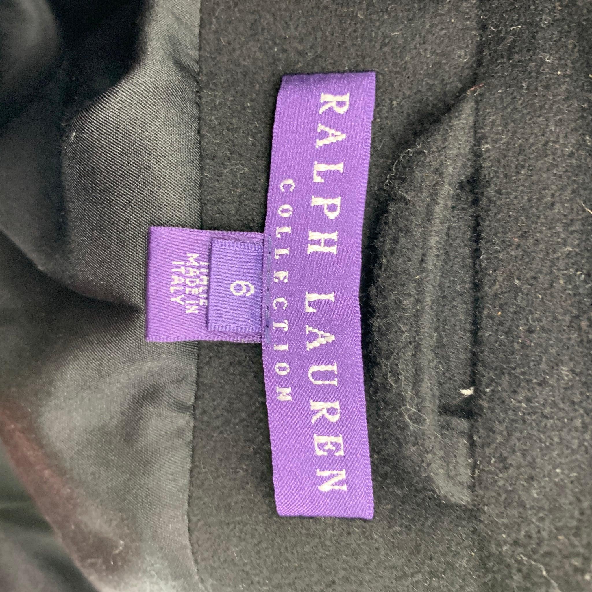 RALPH LAUREN Collection Size 6 Black Wool / Cashmere Cropped Belted Jacket For Sale 2