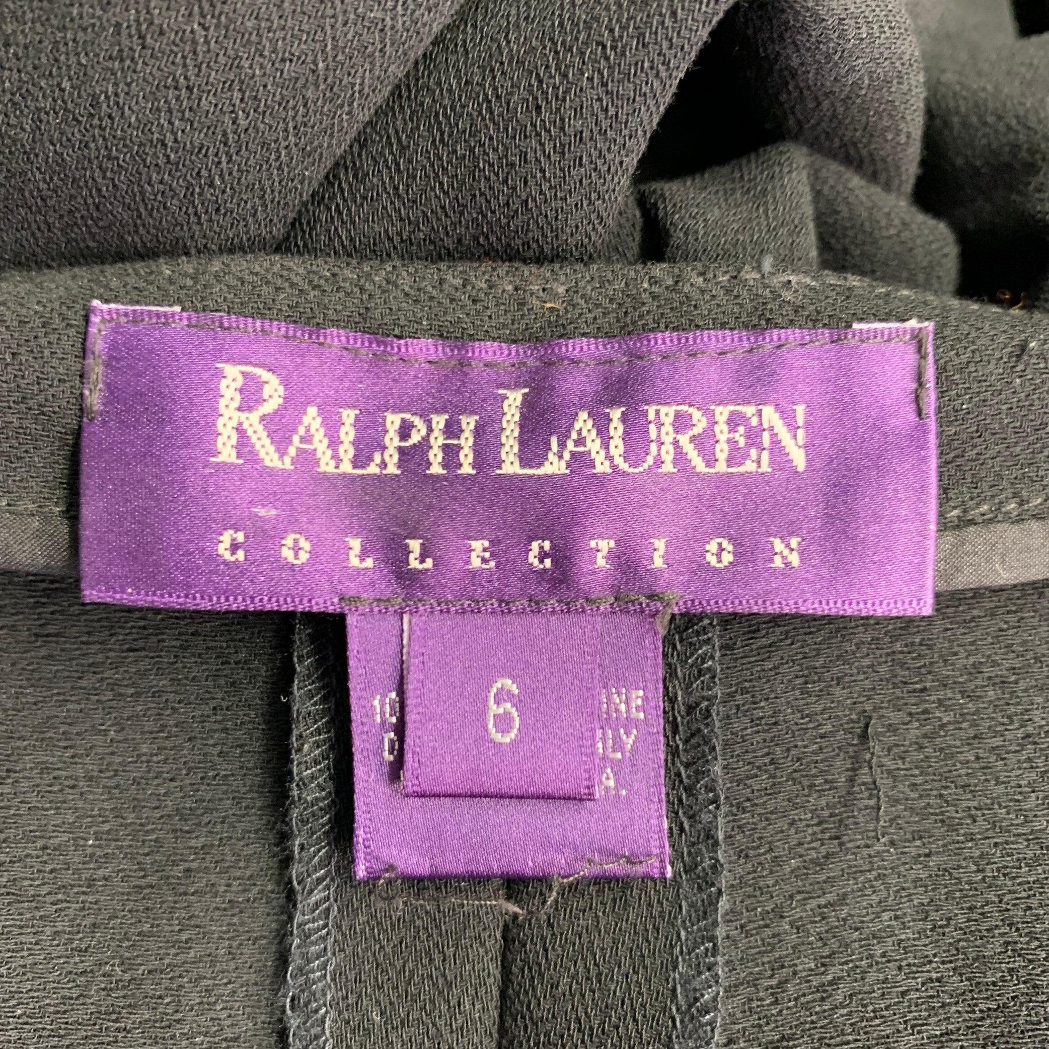 RALPH LAUREN COLLECTION Taille 6 - Robe noire en laine à fermeture éclair latérale Bon état - En vente à San Francisco, CA