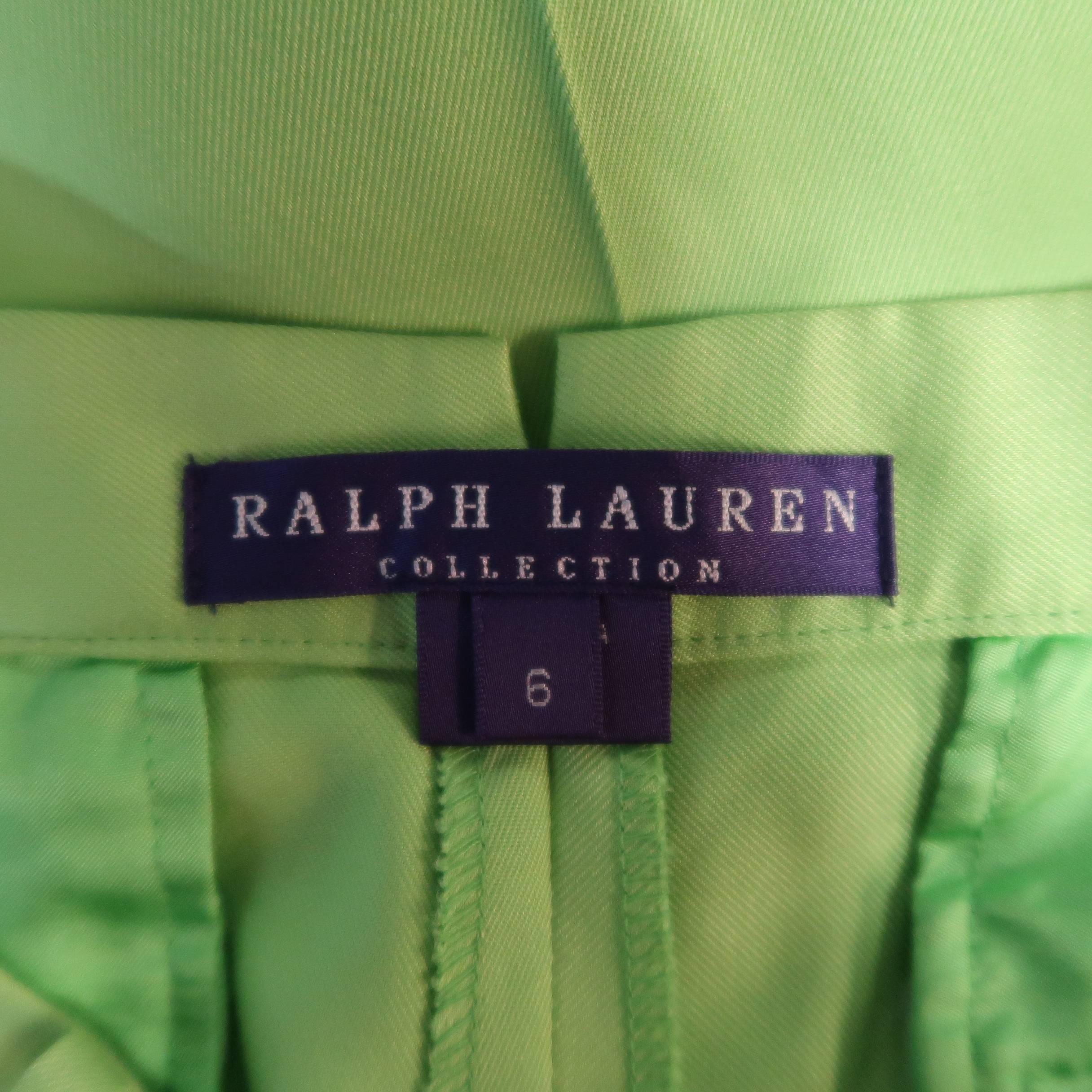 RALPH LAUREN Collection Size 6 Green Silk Twill Pleated Wide Leg Dress Pants 6