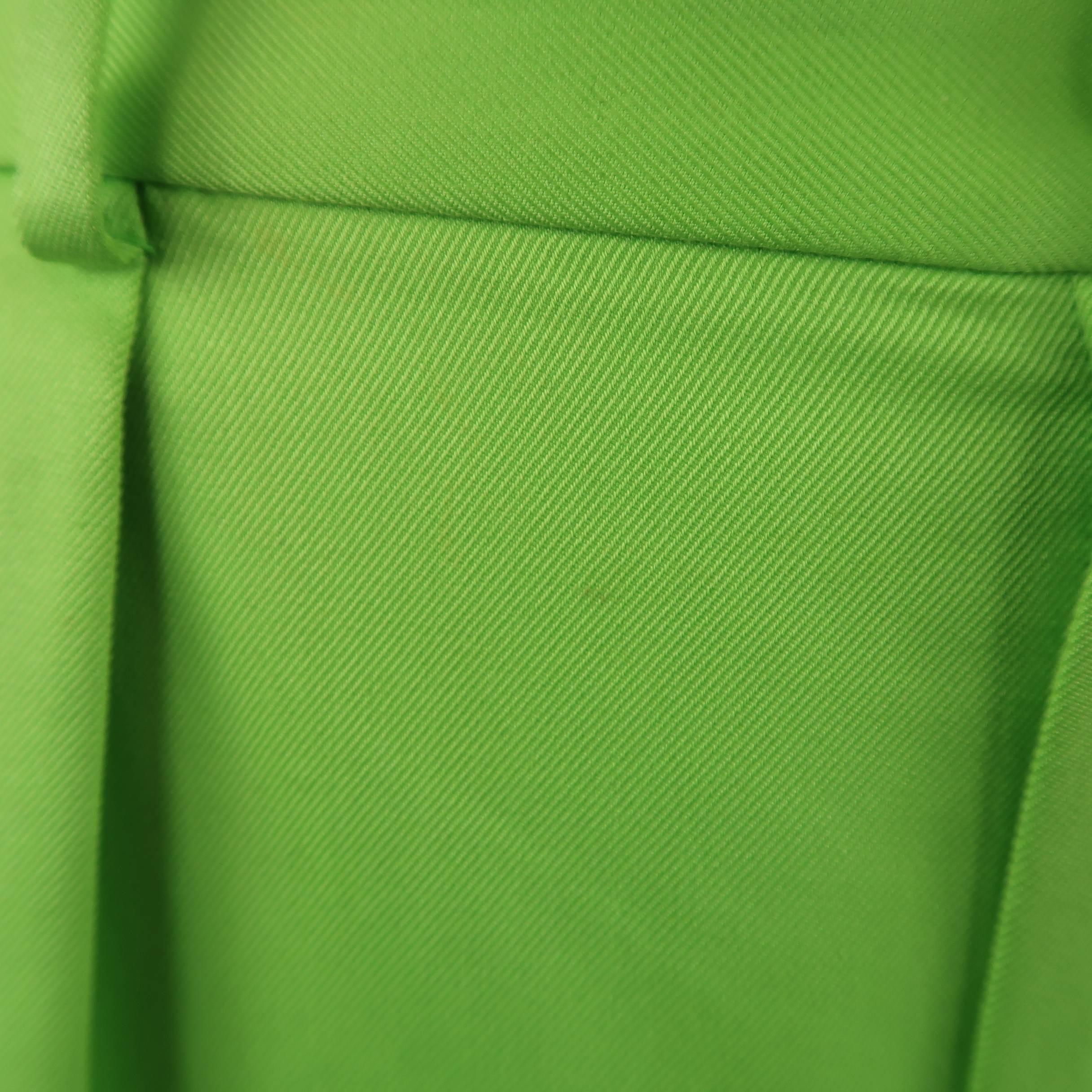 RALPH LAUREN Collection Size 6 Green Silk Twill Pleated Wide Leg Dress Pants In Fair Condition In San Francisco, CA