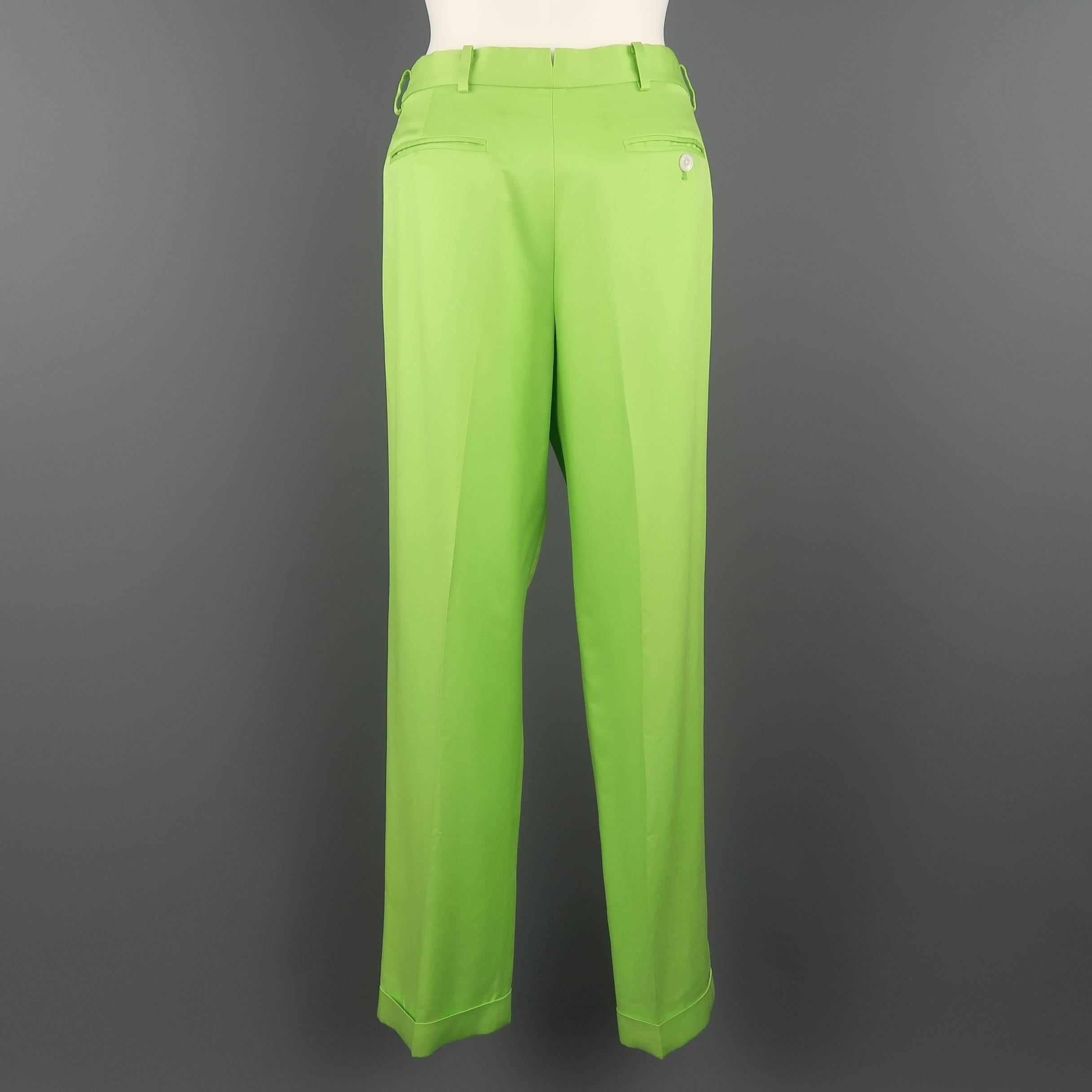 RALPH LAUREN Collection Size 6 Green Silk Twill Pleated Wide Leg Dress Pants 3