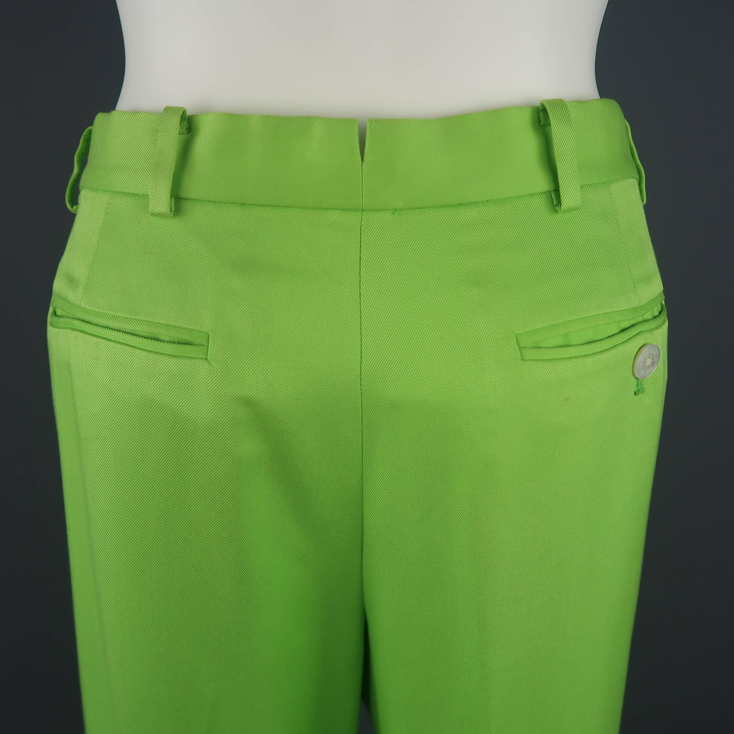 RALPH LAUREN Collection Size 6 Green Silk Twill Pleated Wide Leg Dress Pants 4