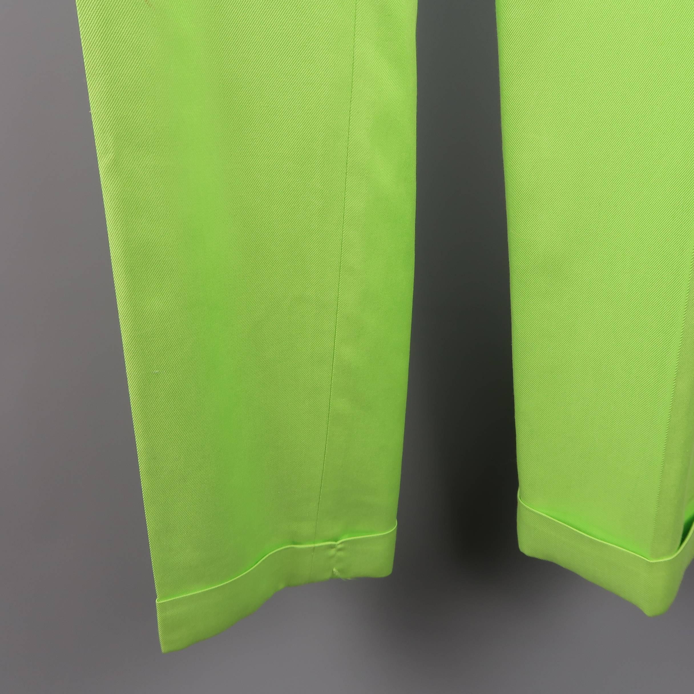 RALPH LAUREN Collection Size 6 Green Silk Twill Pleated Wide Leg Dress Pants 5