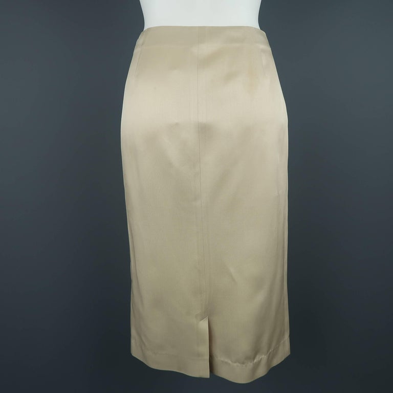 Ralph Lauren Collection Light Beige Silk Twill Pencil Skirt at 1stDibs ...