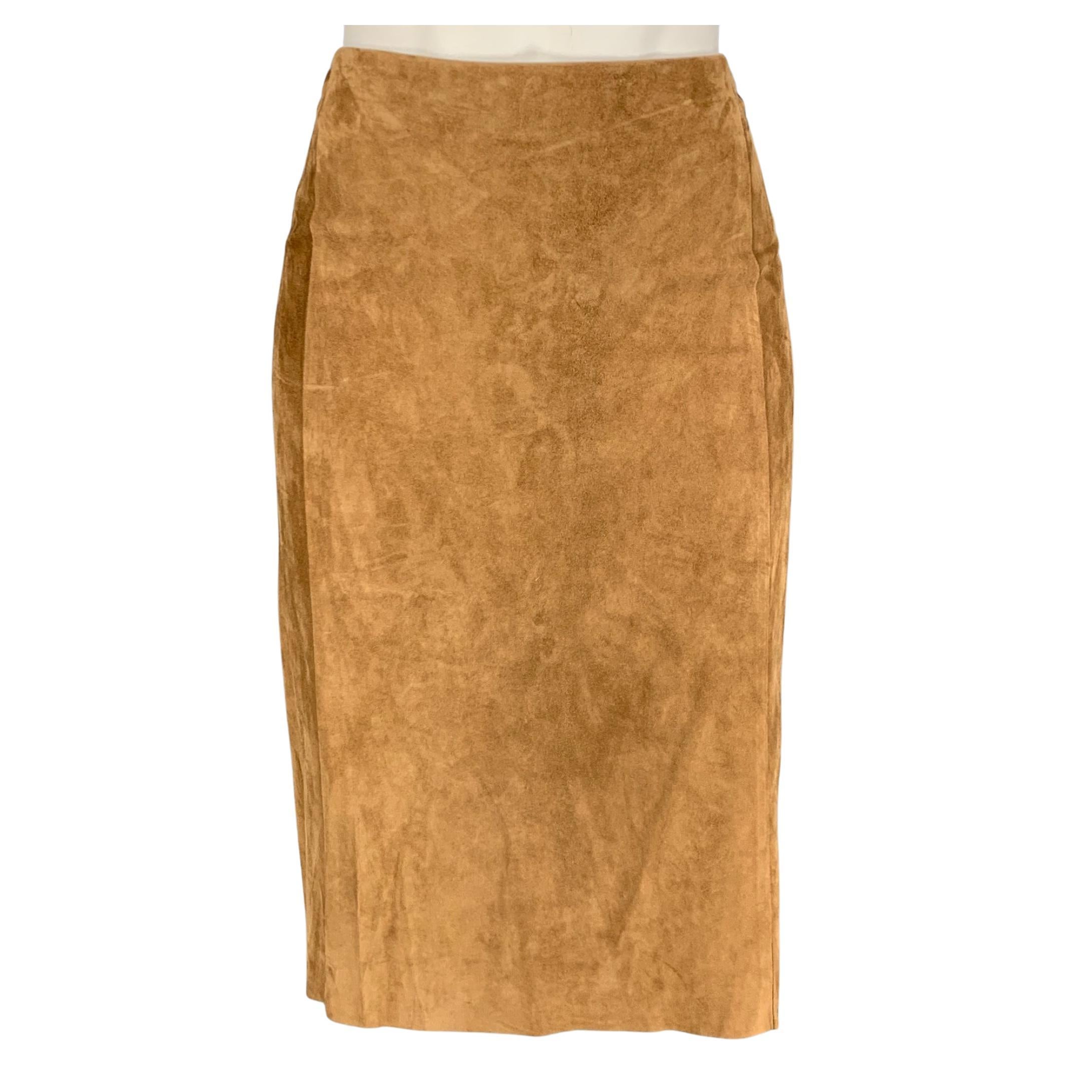 Jupe Crayon Newport News En Daim/cuir Marron - Taille 12 Femme - Neuf Sans étiquette