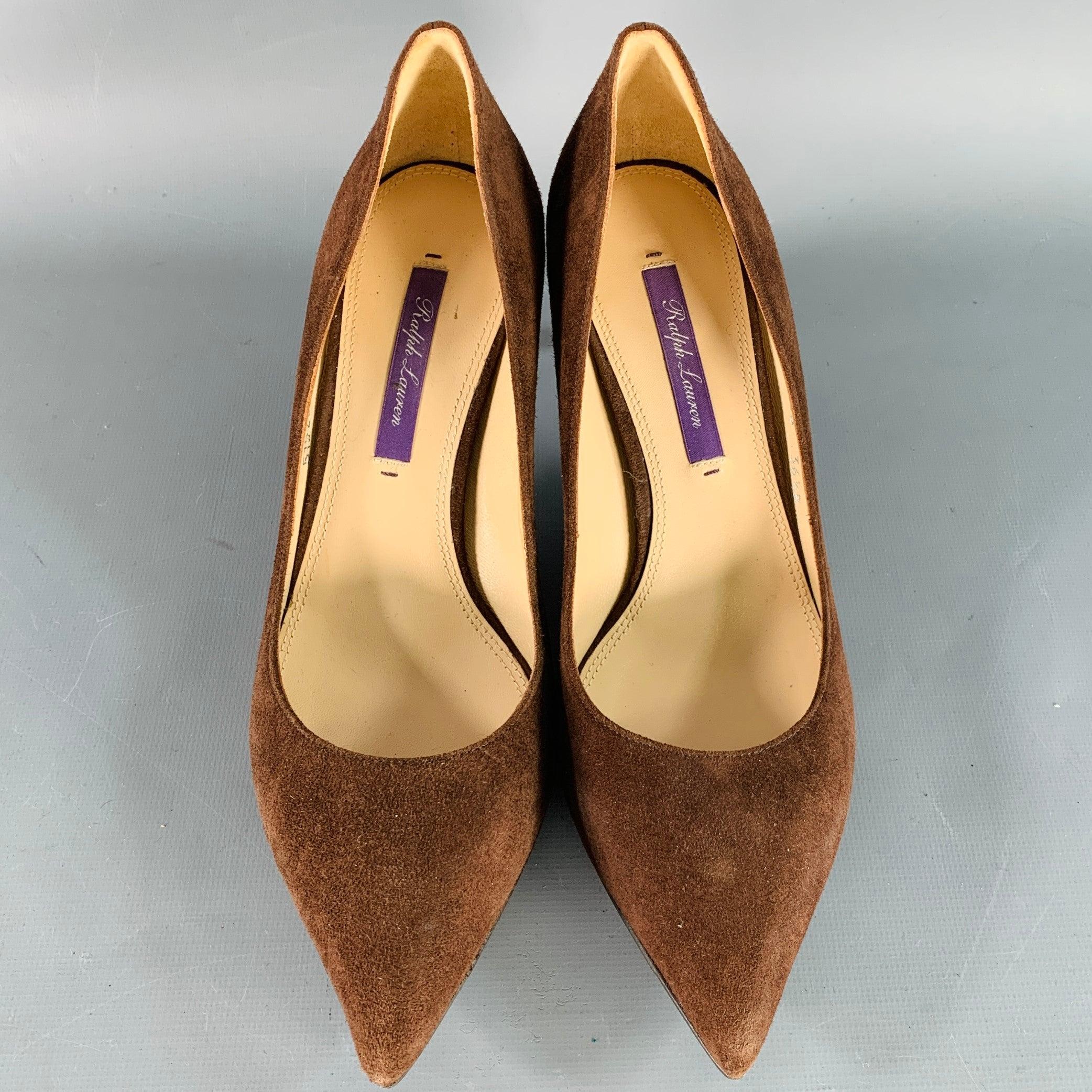 Women's RALPH LAUREN COLLECTION Size 6.5 Brown Suede Pointed Toe Classic Pumps For Sale