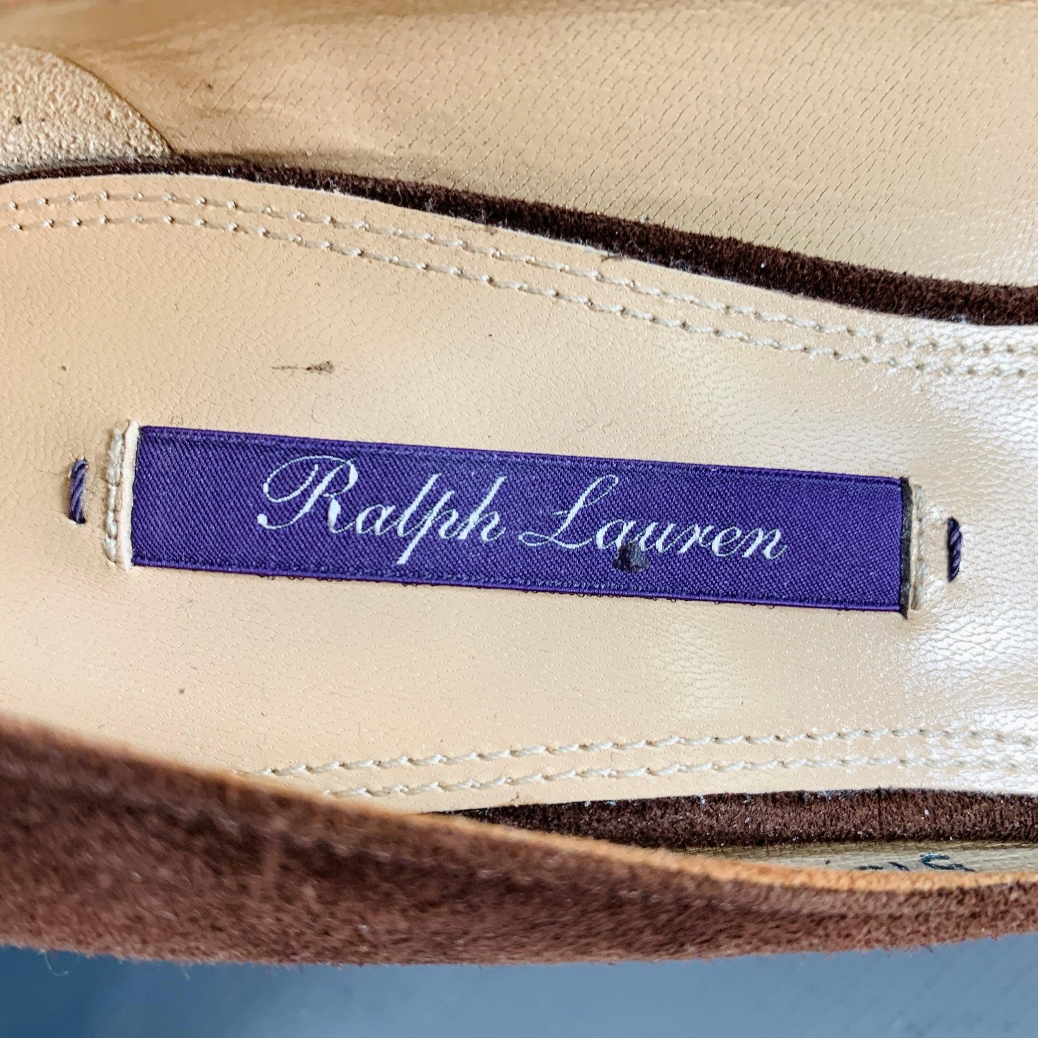 RALPH LAUREN COLLECTION Size 6.5 Brown Suede Pointed Toe Classic Pumps For Sale 3