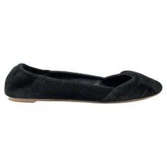 RALPH LAUREN COLLECTION Talla 7 Bailarinas de ante negro con lazo