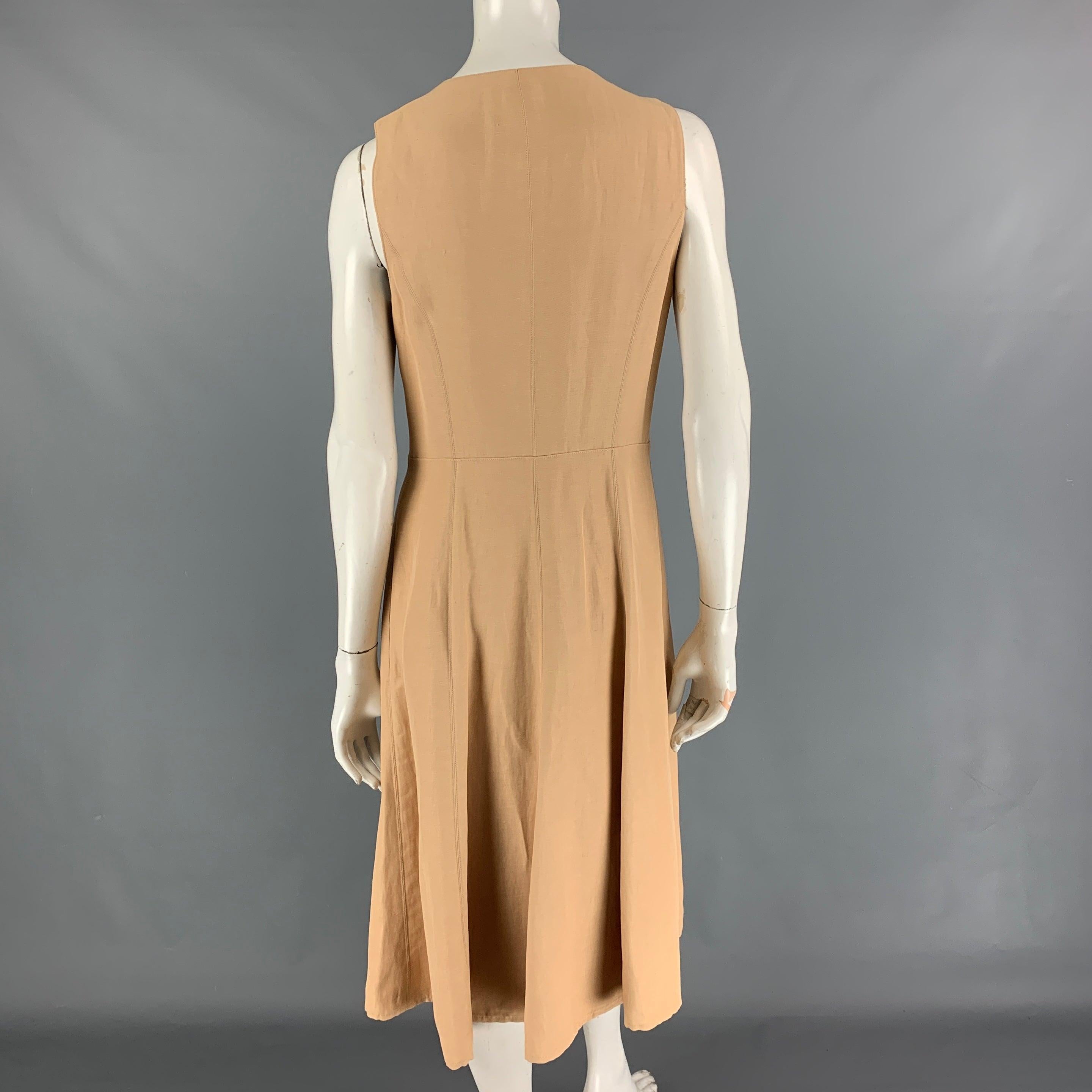 Women's RALPH LAUREN Collection Size 8 Beige Acetate Blend Snaps Dress For Sale
