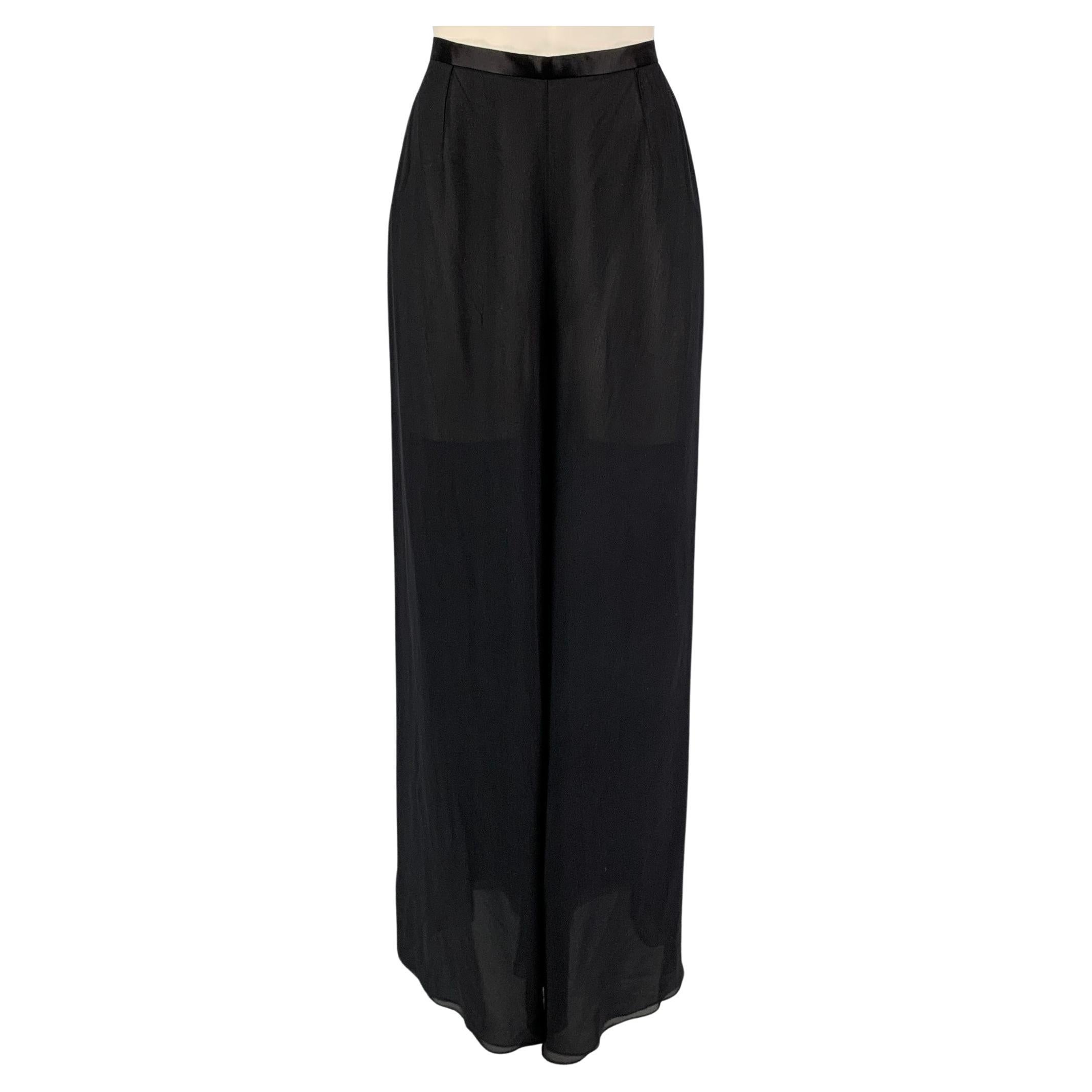 RALPH LAUREN Collection Size 8 Black Silk Wide Leg Dress Pants