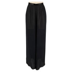 RALPH LAUREN Collection - Pantalon de robe à jambes larges en soie noire, taille 8