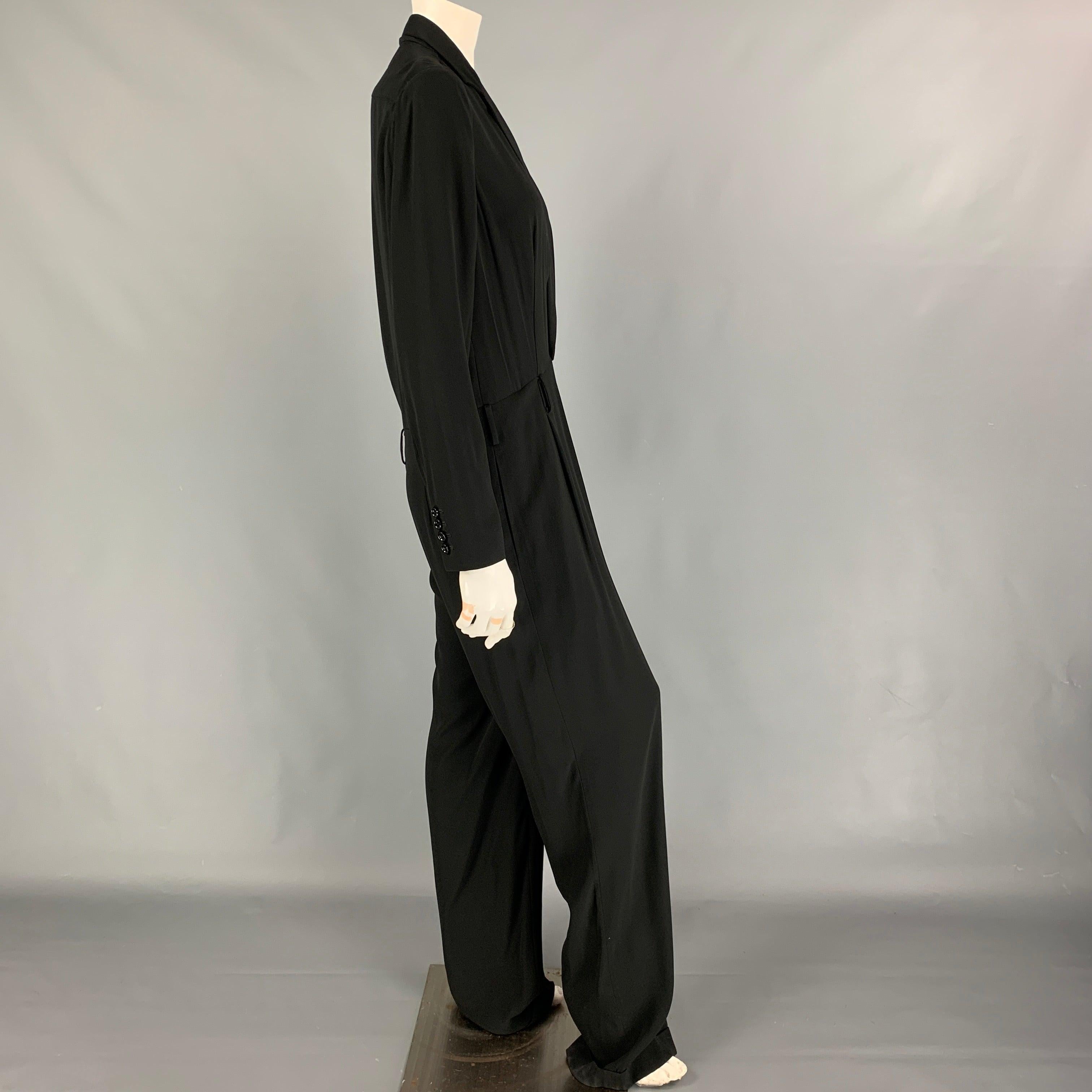 RALPH LAUREN Collection Size 8 Black Viscose Acetate Jumpsuit In Good Condition For Sale In San Francisco, CA
