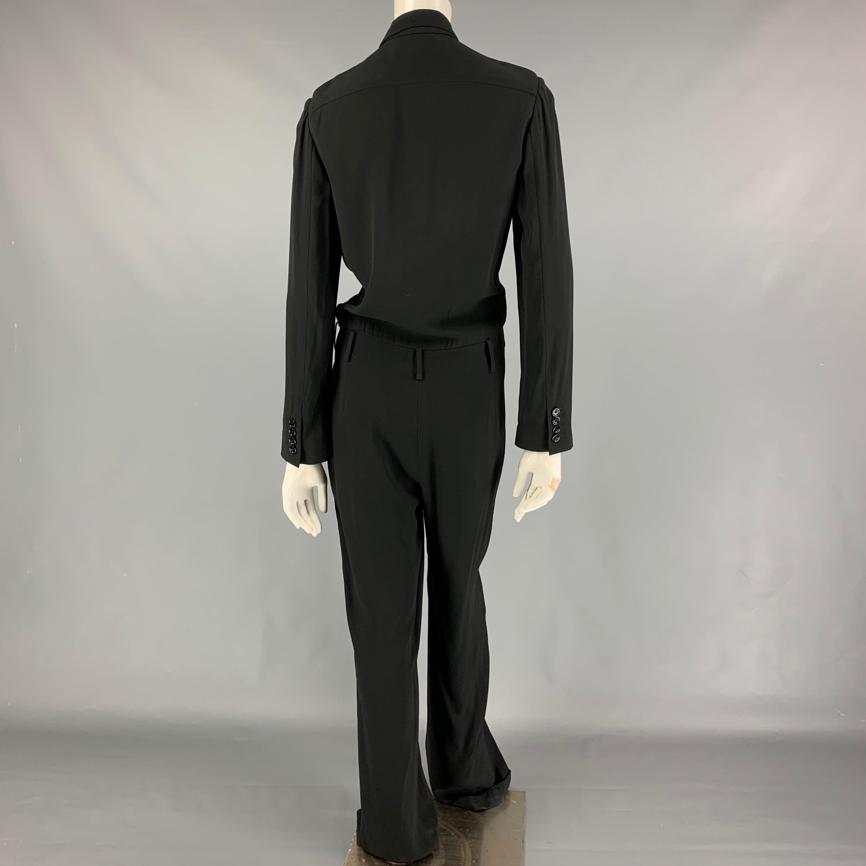 Women's RALPH LAUREN Collection Size 8 Black Viscose Acetate Jumpsuit For Sale