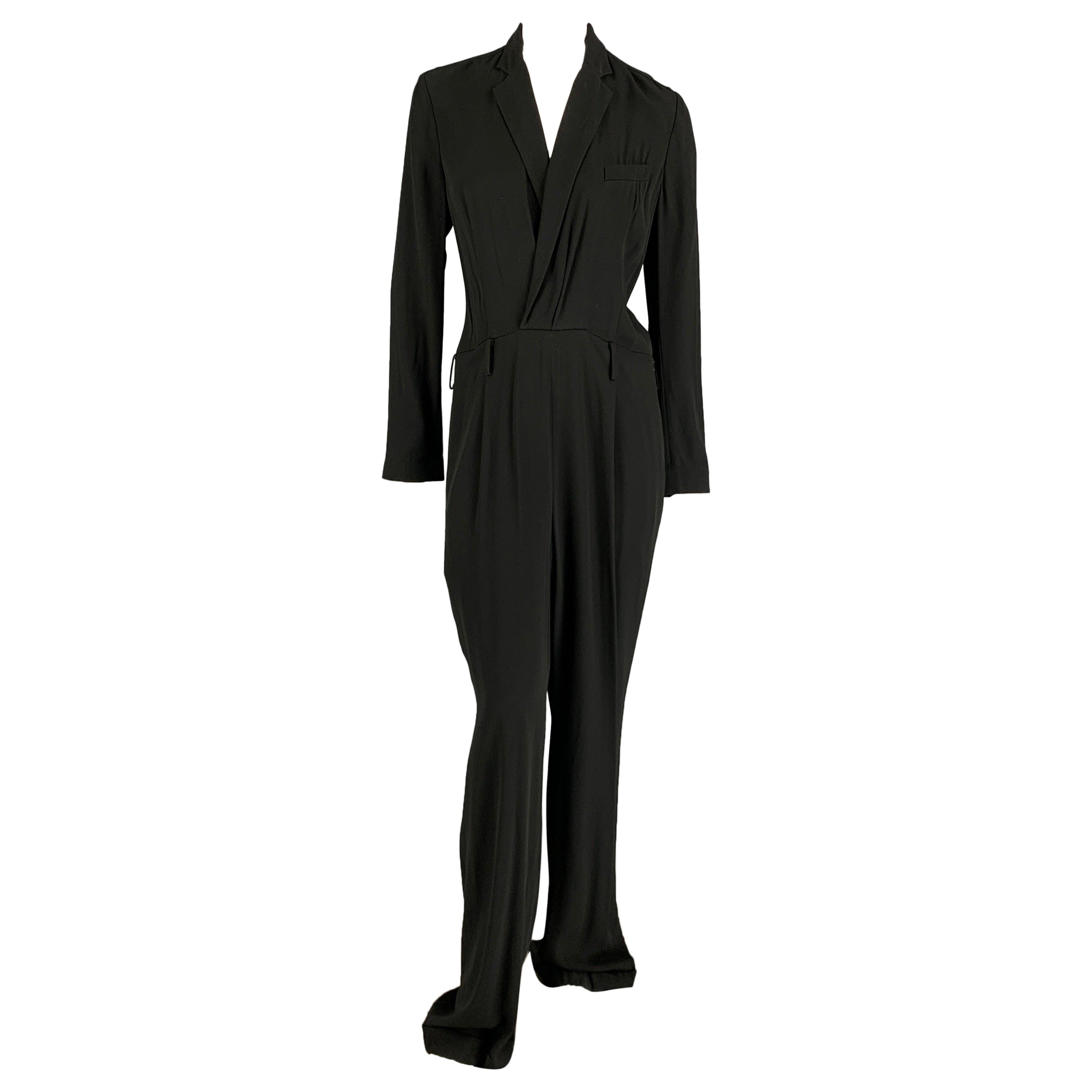 RALPH LAUREN - Combinaison en acétate de viscose noire, taille 8