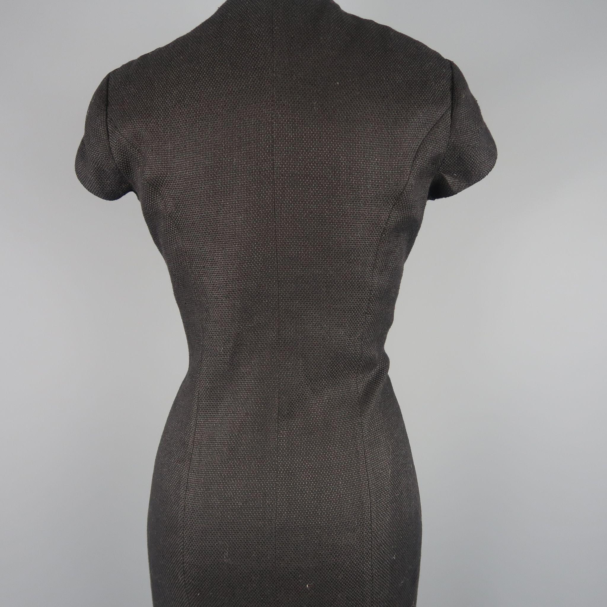 Women's RALPH LAUREN COLLECTION Size 8 Black Woven Linen Scoop Neck Dress