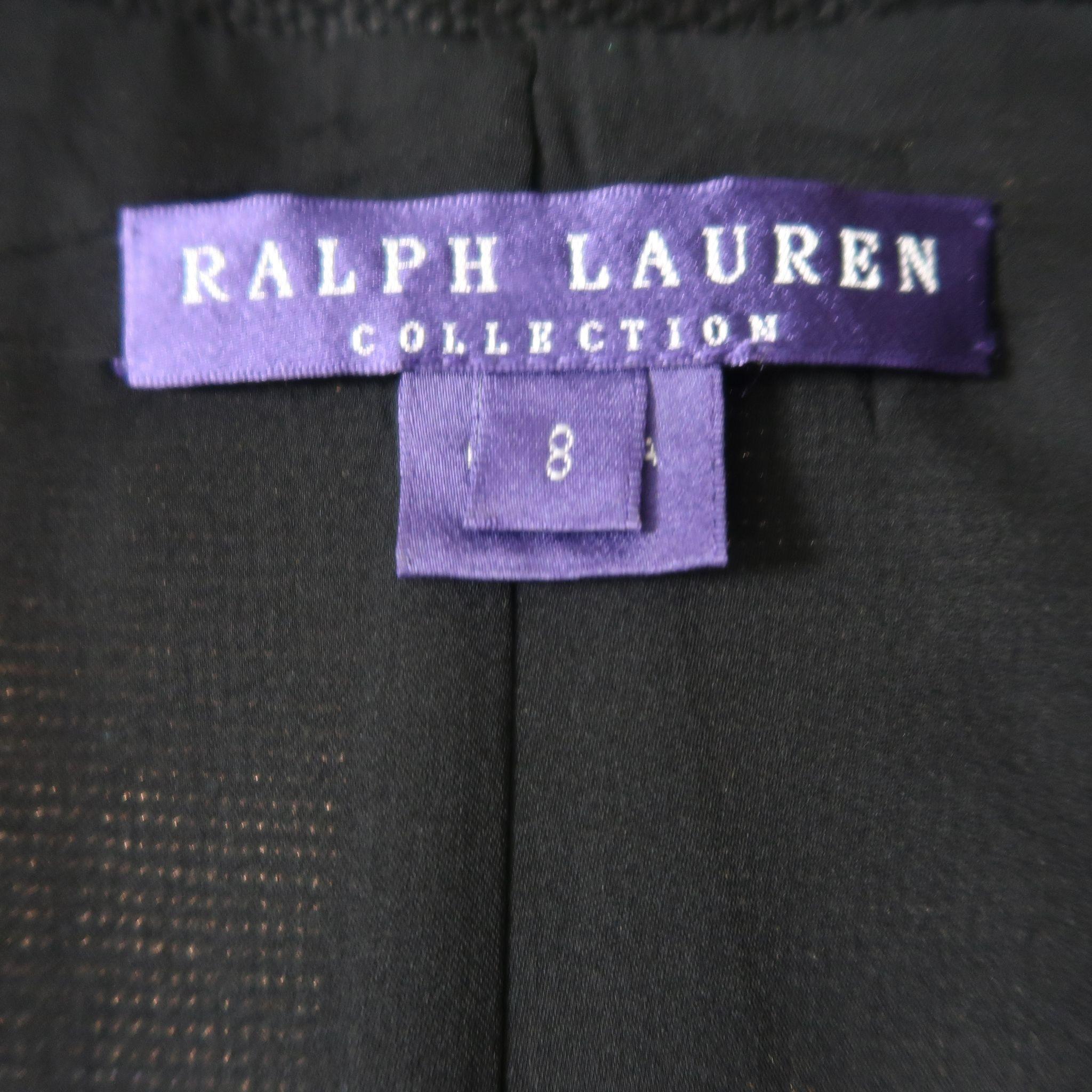 RALPH LAUREN COLLECTION Size 8 Black Woven Linen Scoop Neck Dress 1