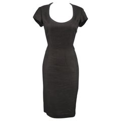RALPH LAUREN COLLECTION Size 8 Black Woven Linen Scoop Neck Dress
