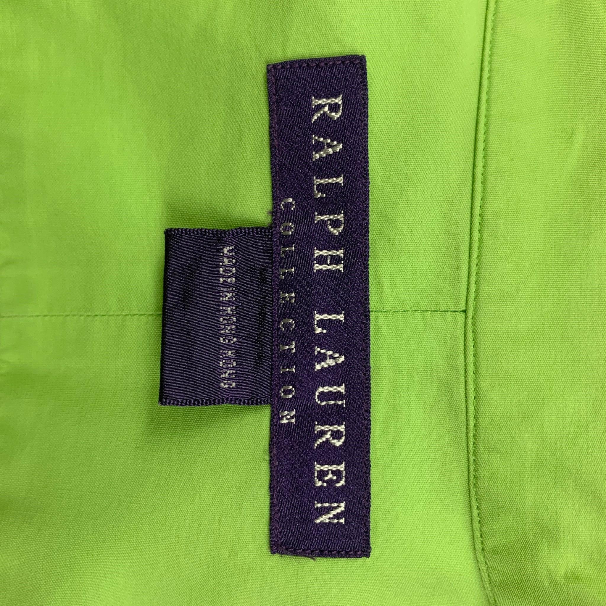 RALPH LAUREN Collection Size 8 Chartreuse Cotton French Cuff Shirt For Sale 2