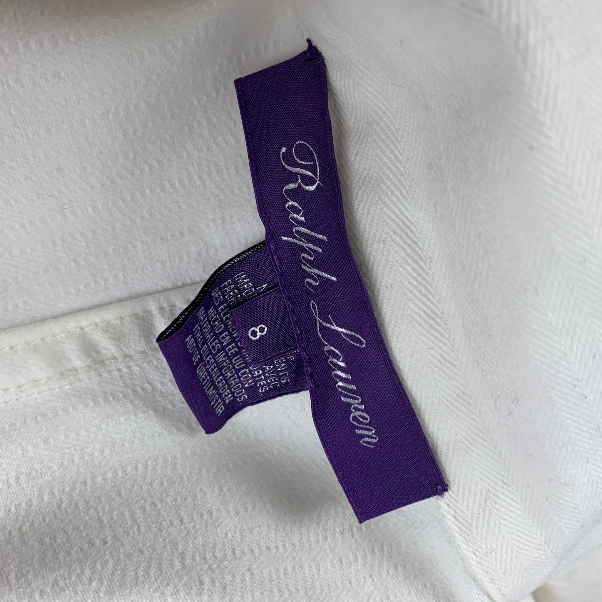 RALPH LAUREN Collection Size 8 Cream Cotton Long Sleeve Military Jumpsuit For Sale 2