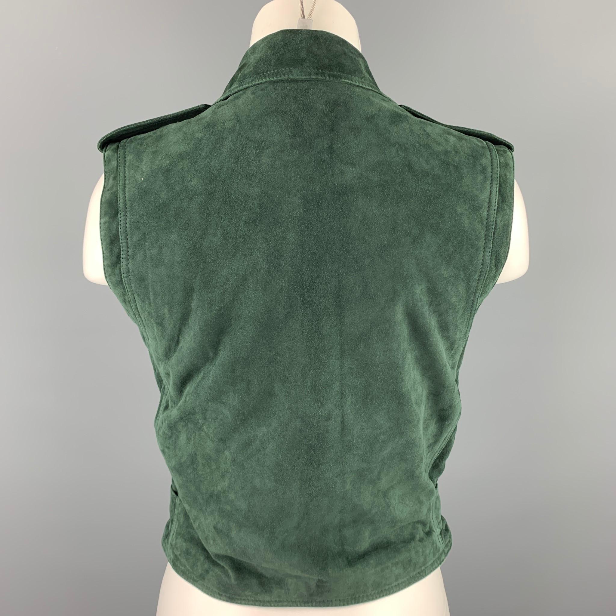 Women's RALPH LAUREN COLLECTION Size 8 Forest Green Suede Biker Vest