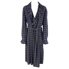 RALPH LAUREN Collection Size 8 Navy & White Checkered Silk Belted Dress