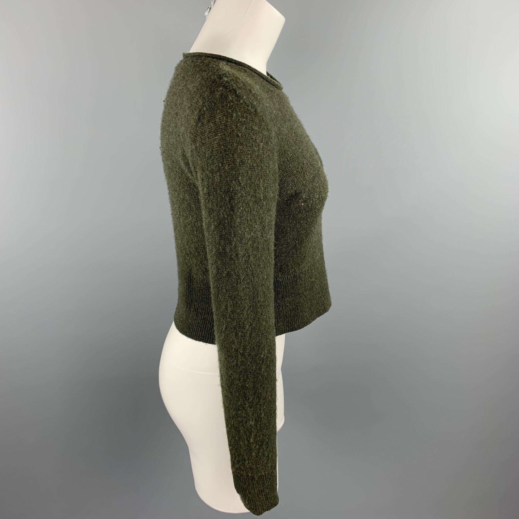 RALPH LAUREN COLLECTION Size 8 Olive Knitted Cashmere Pullover In Good Condition For Sale In San Francisco, CA