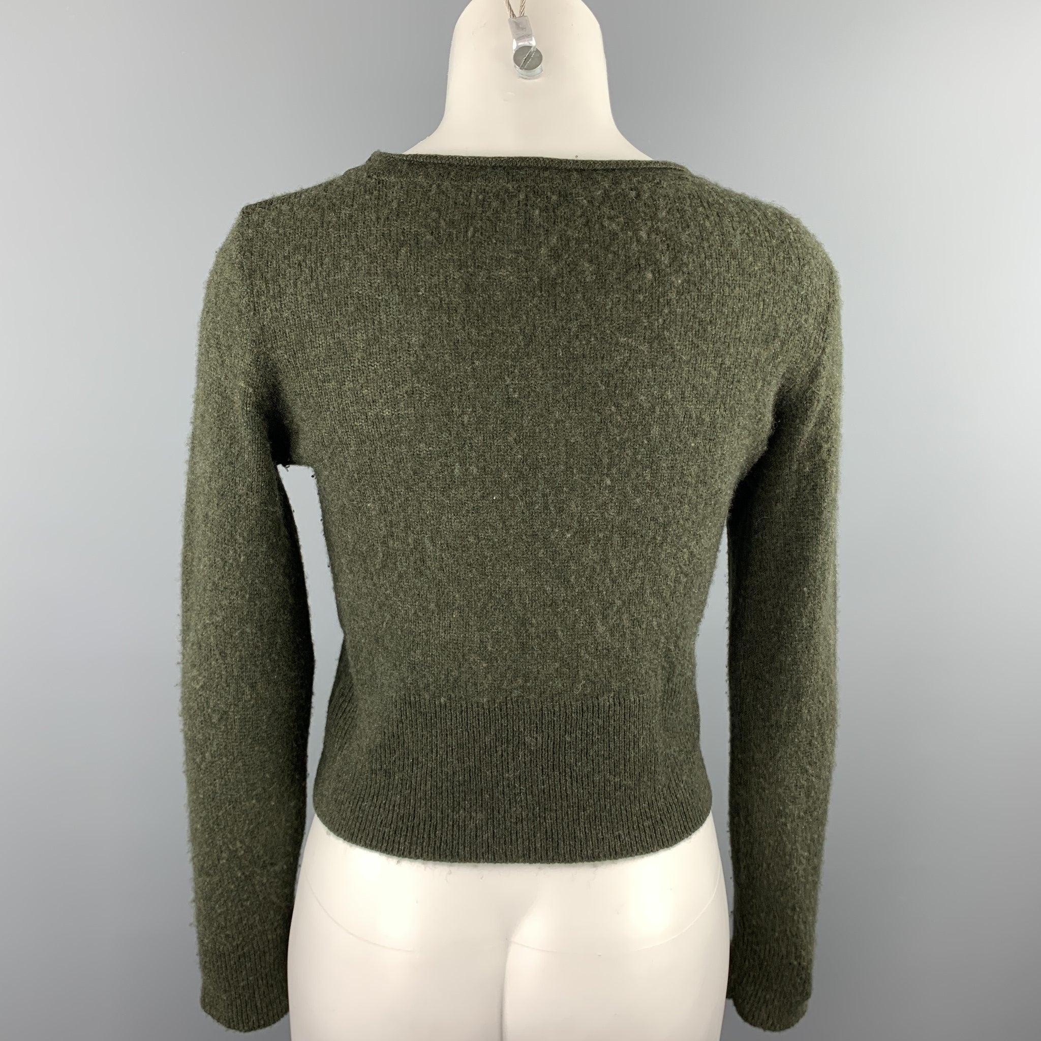Women's RALPH LAUREN COLLECTION Size 8 Olive Knitted Cashmere Pullover For Sale