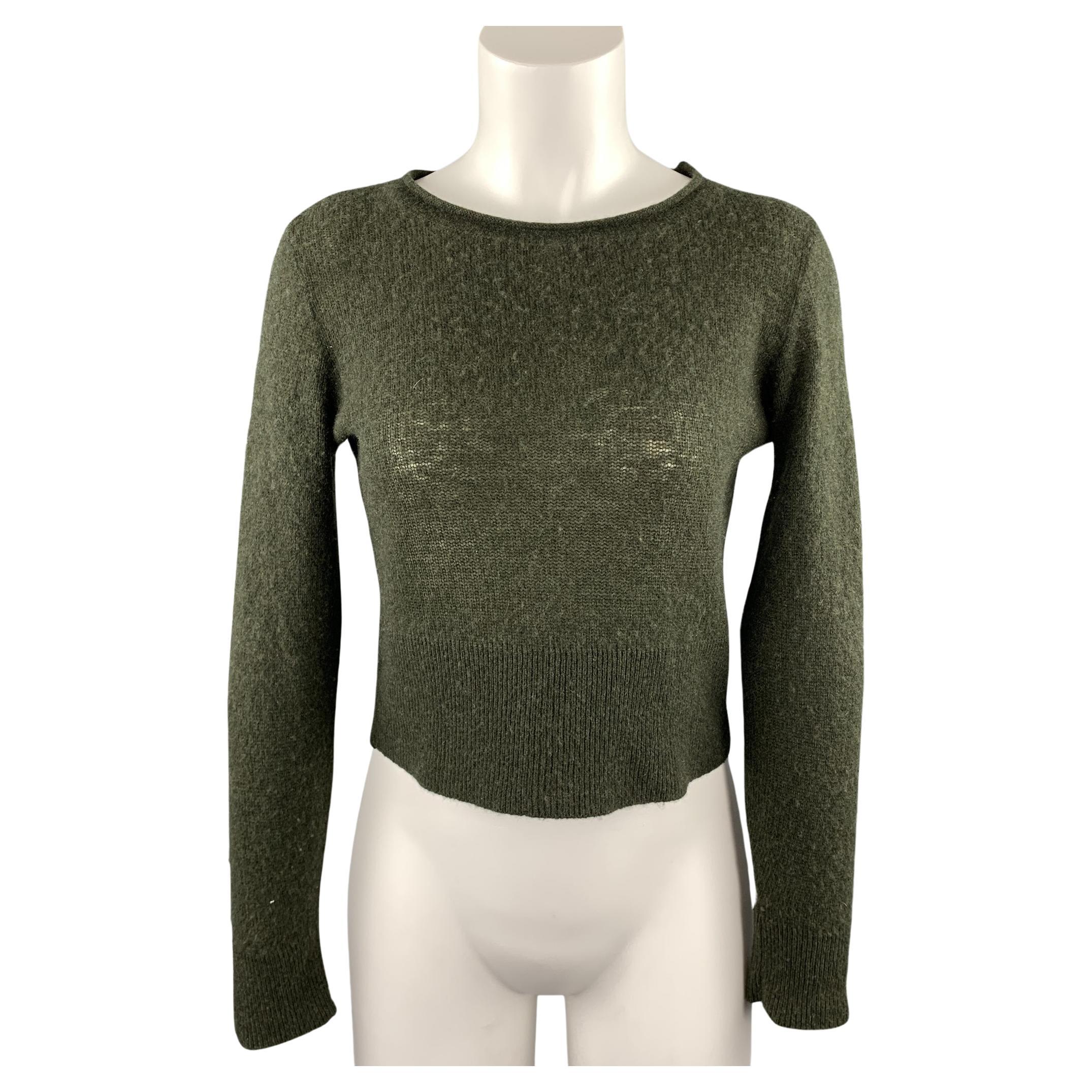RALPH LAUREN COLLECTION Size 8 Olive Knitted Cashmere Pullover For Sale