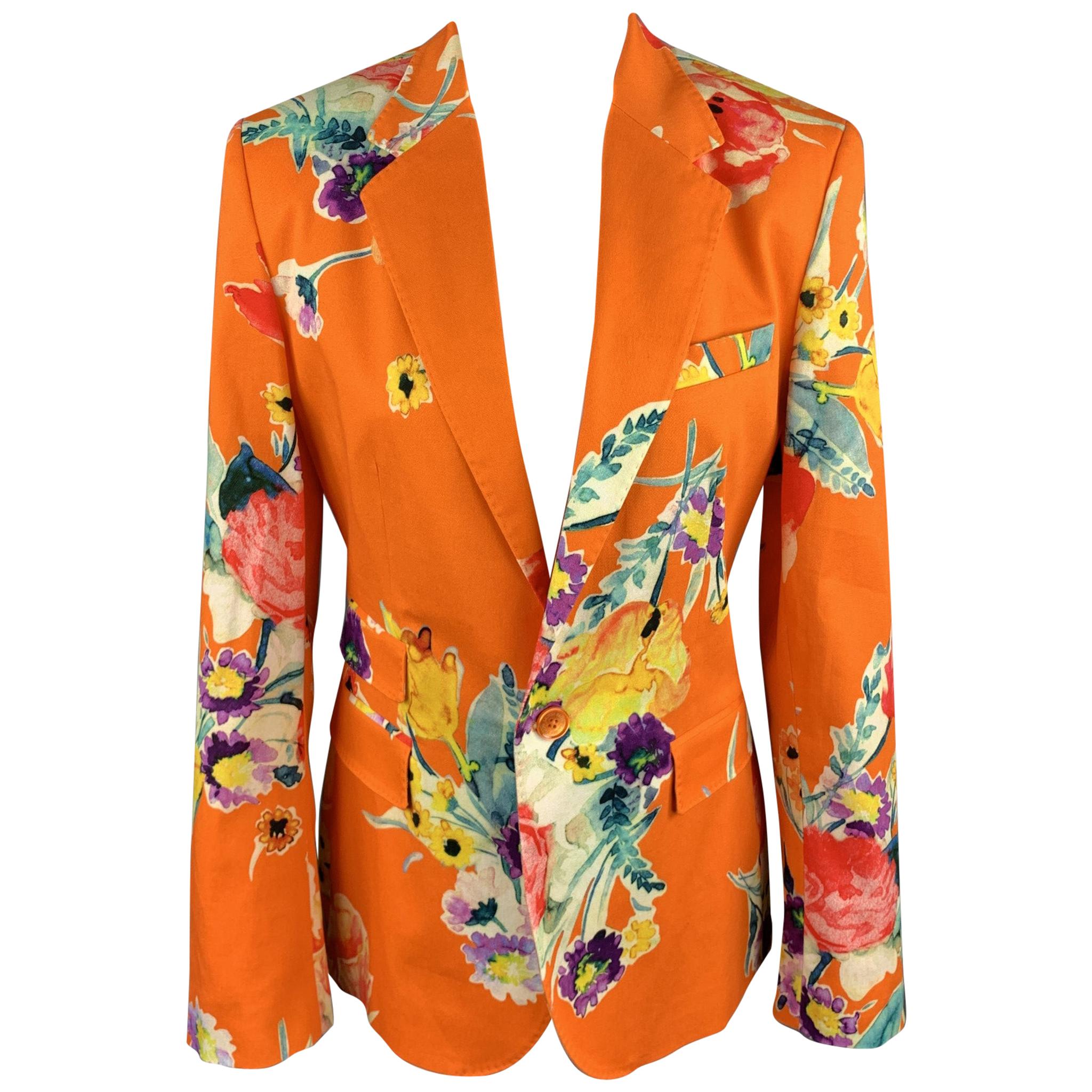 orange floral blazer