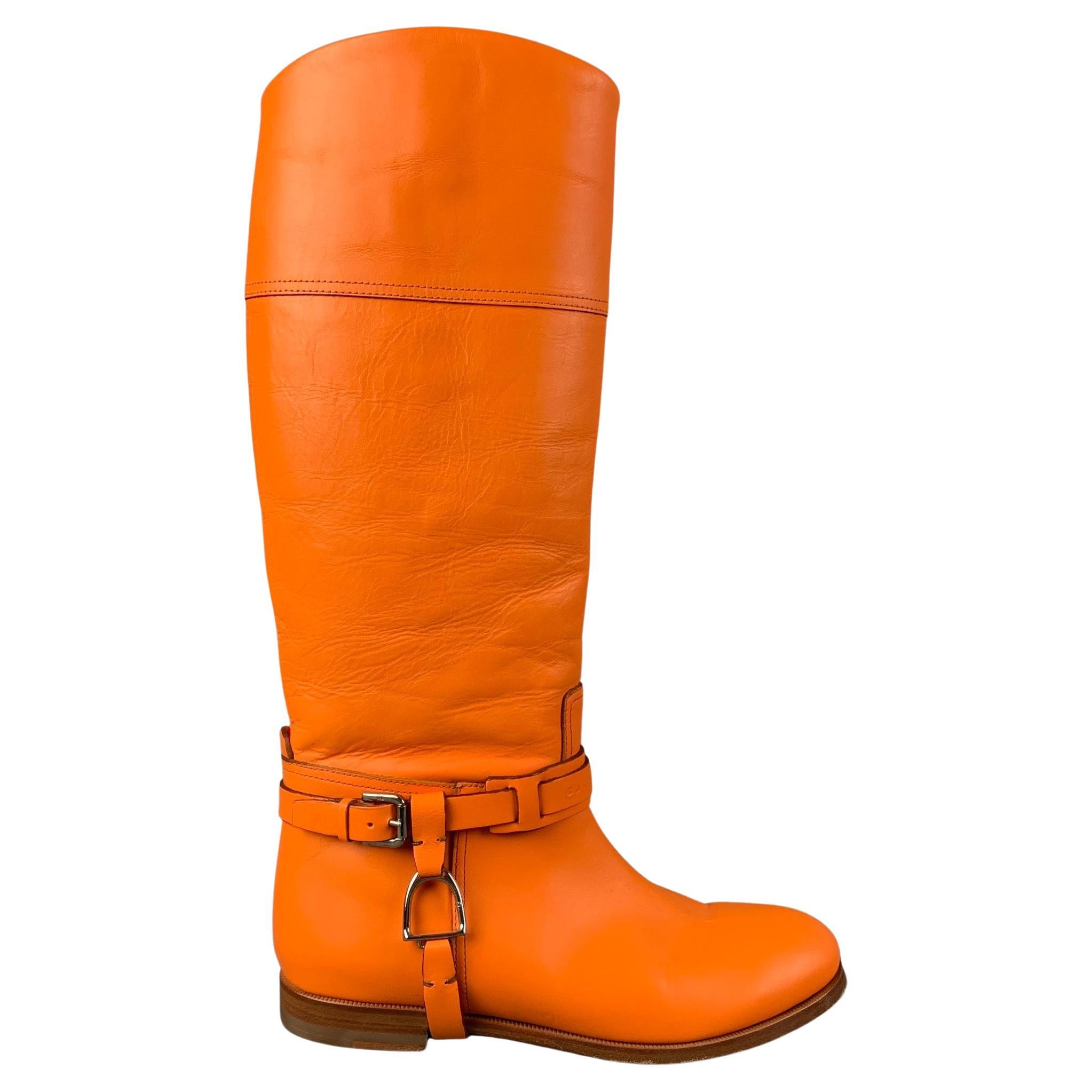 RALPH LAUREN Collection Size 9 Orange Leather Pull On Boots