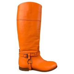 RALPH LAUREN Collection Size 9 Orange Leather Pull On Boots