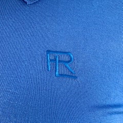 RALPH LAUREN COLLECTION Size L Blue Mulberry Silk Embroidered Polo Casual Top