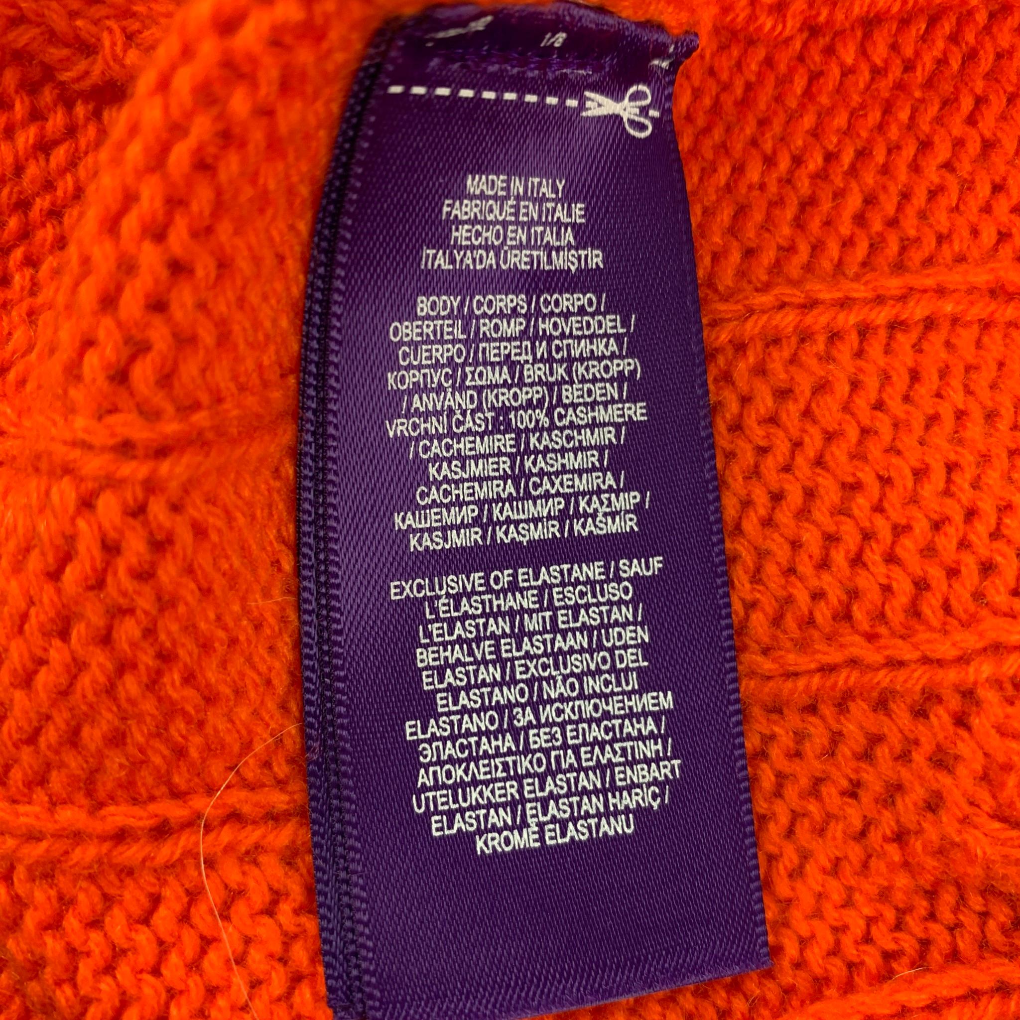 Women's RALPH LAUREN Collection Size L Orange Cashmere Cable Knit Crew-Neck Sweater