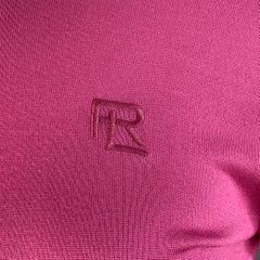 RALPH LAUREN COLLECTION Size L Pink Raspberry Mulberry Silk Embroidered Polo Casual Top