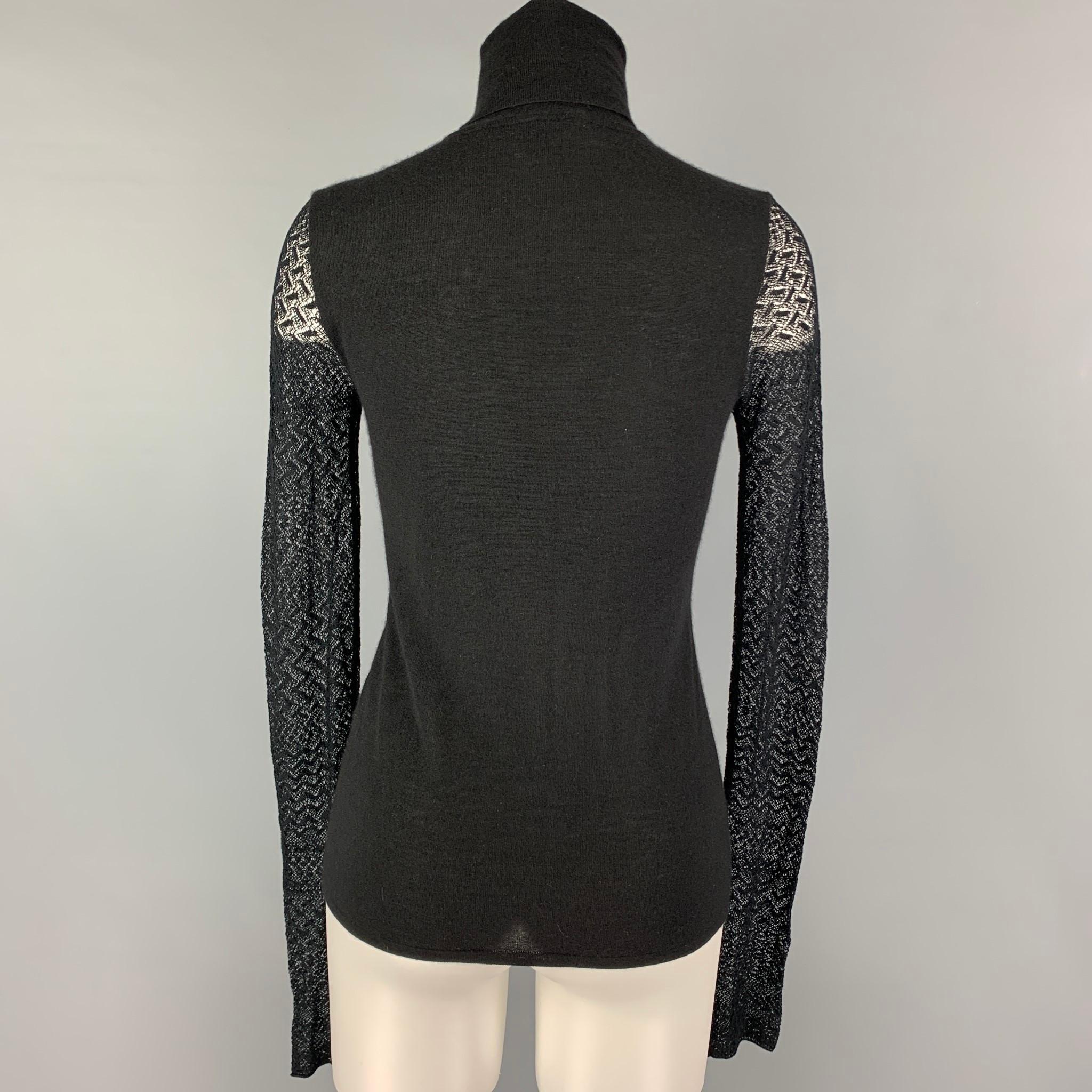 RALPH LAUREN Collection Size M Black Cashmere Silk Turtleneck Pullover In Good Condition In San Francisco, CA