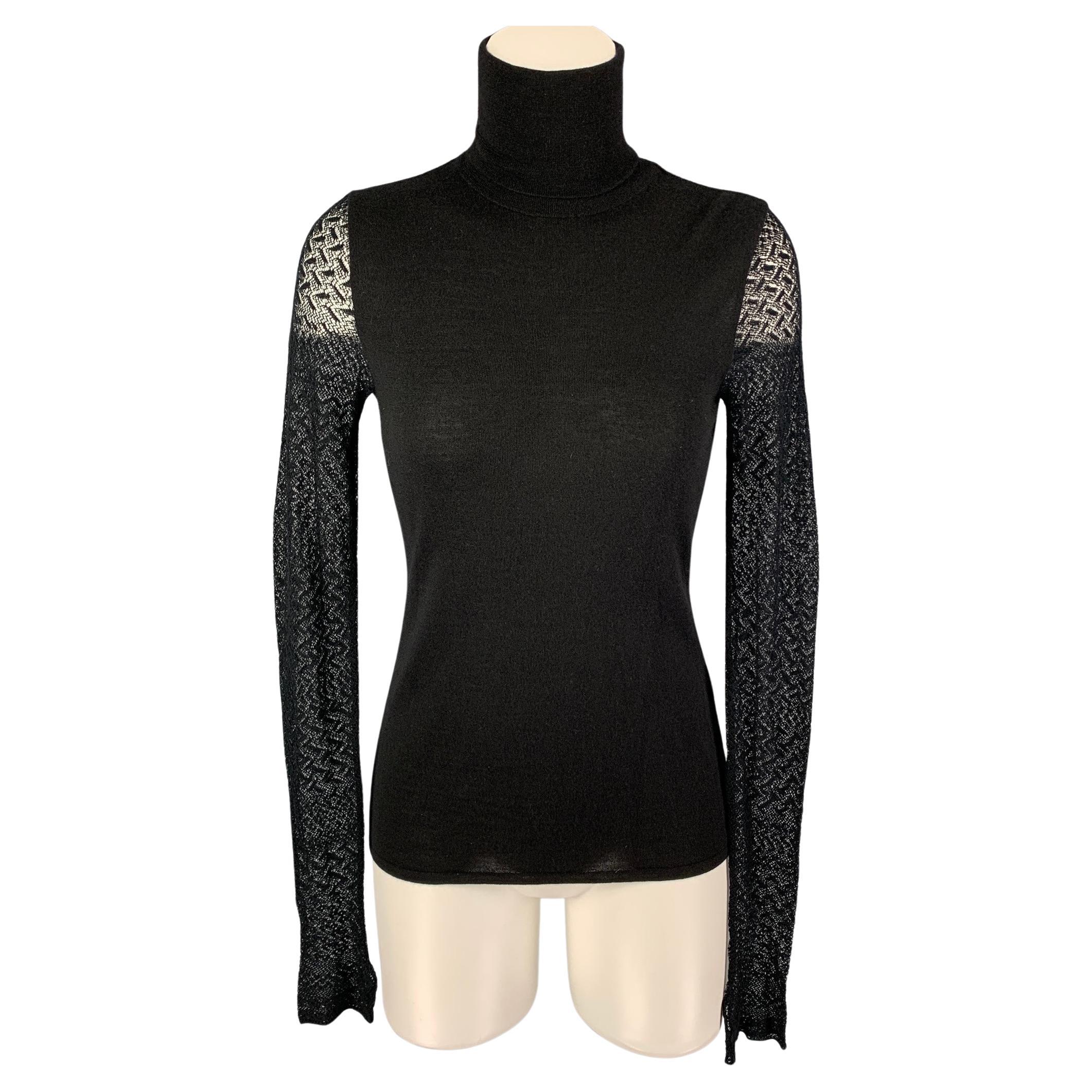 RALPH LAUREN Collection Size M Black Cashmere Silk Turtleneck Pullover