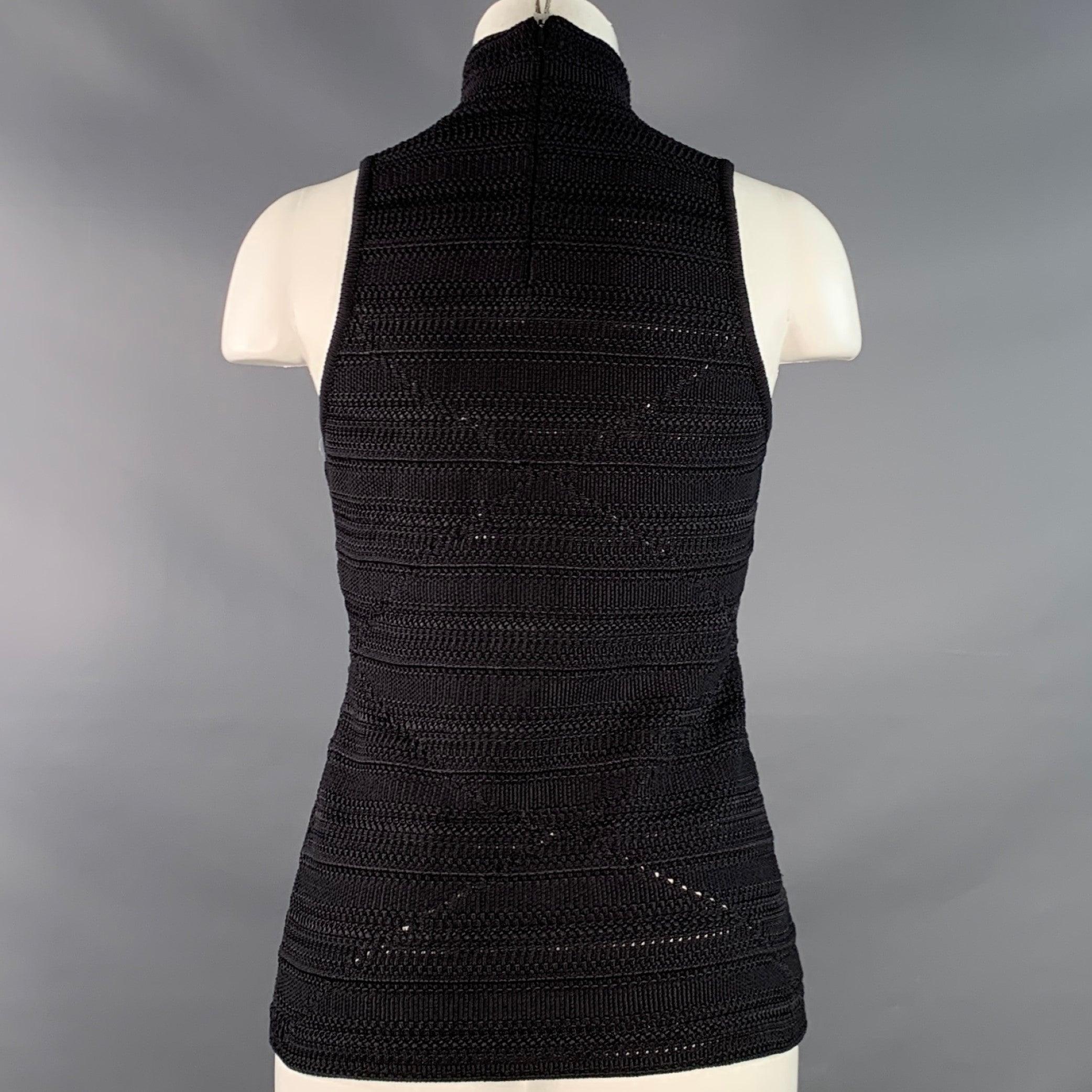 RALPH LAUREN COLLECTION Größe M Schwarzes Seidengemisch Perlenbesetztes ärmelloses Freizeittop Damen im Angebot