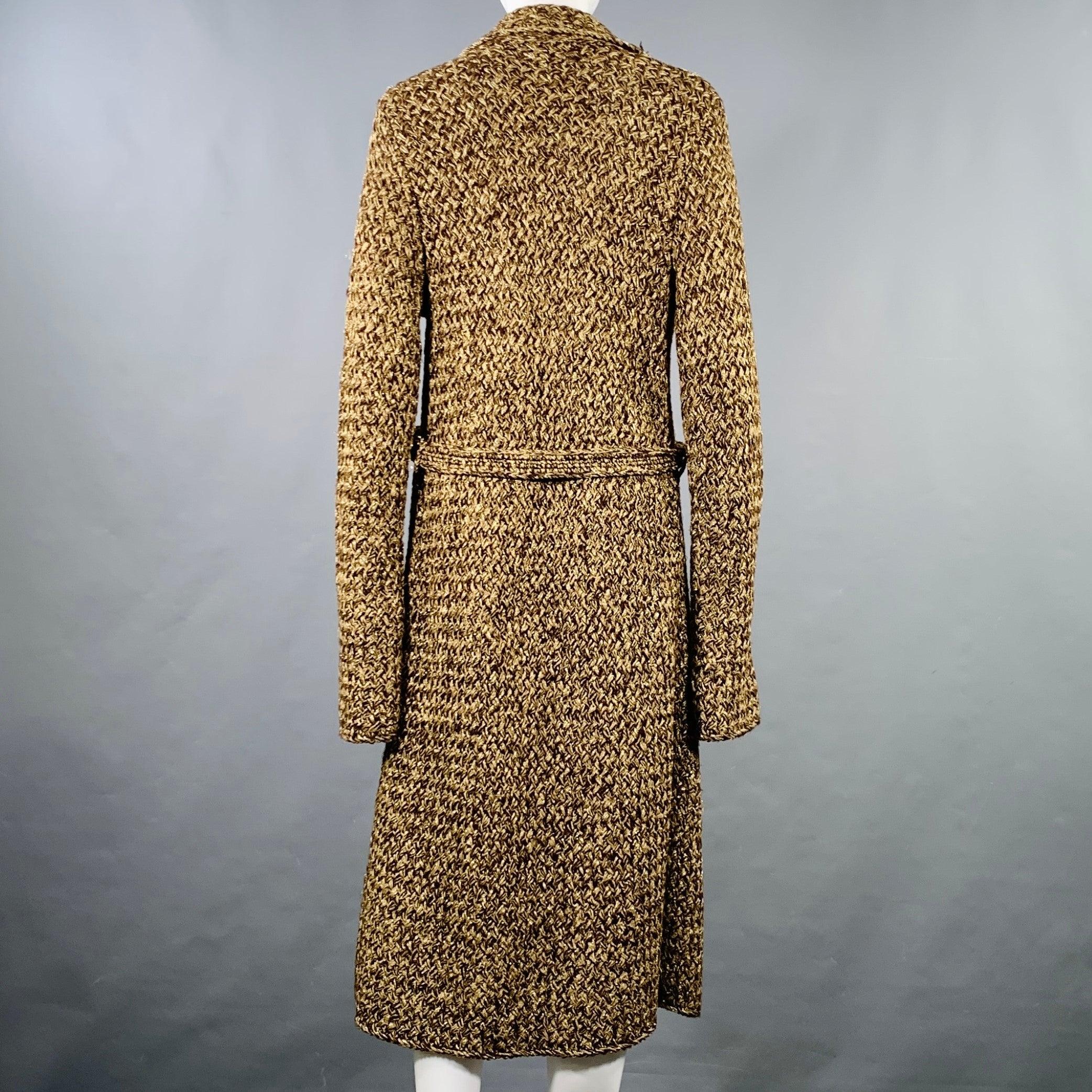 RALPH LAUREN COLLECTION Größe M Brown Gold Cashmere Blend Knit Belted Coat im Zustand „Gut“ im Angebot in San Francisco, CA