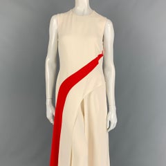 RALPH LAUREN Collection Size M Cream Red Silk Color Block Sleeveless Jumpsuit