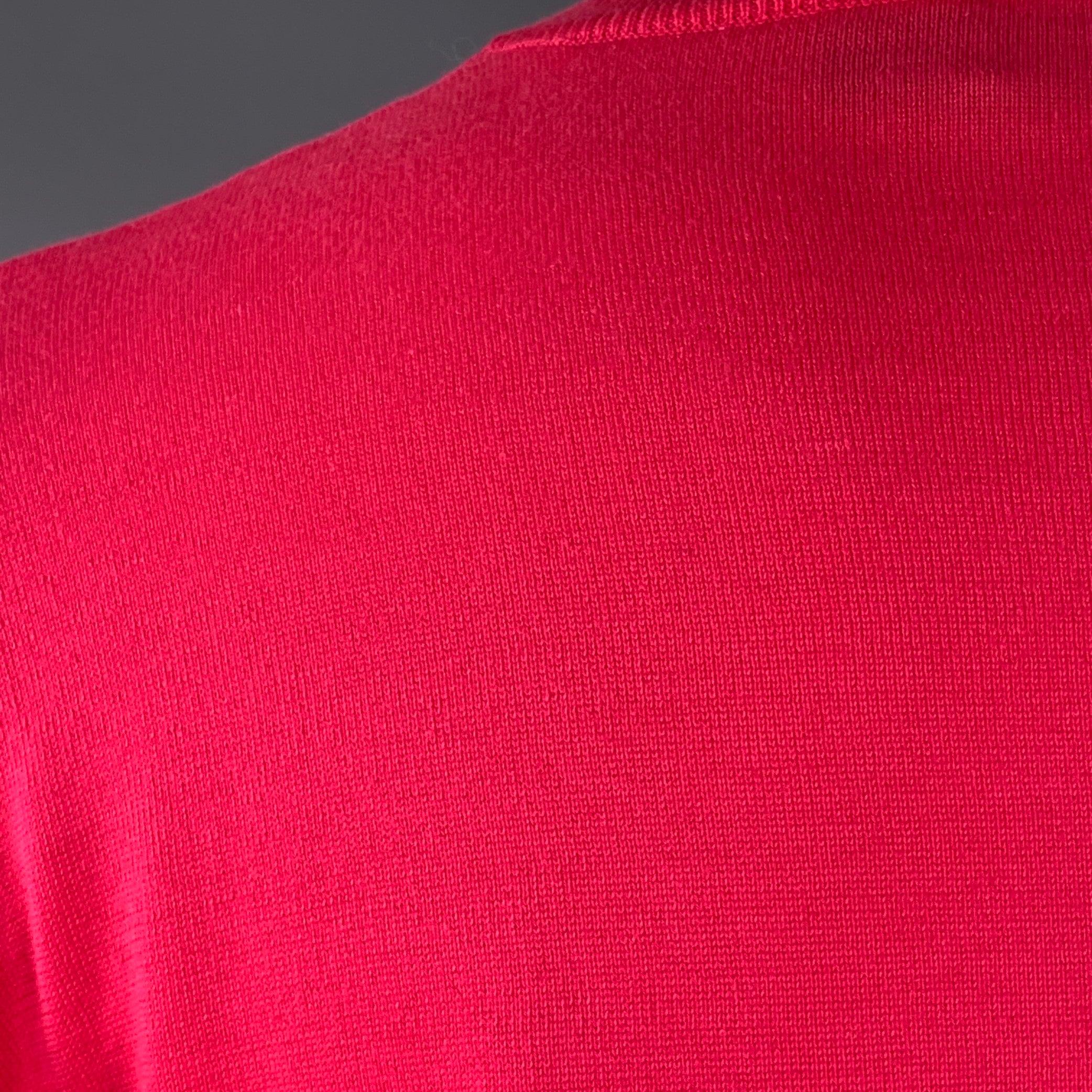 RALPH LAUREN COLLECTION Size M Fuchsia Pink Cotton Crew Neck Pullover (Pull à col ras du cou en coton) en vente 1