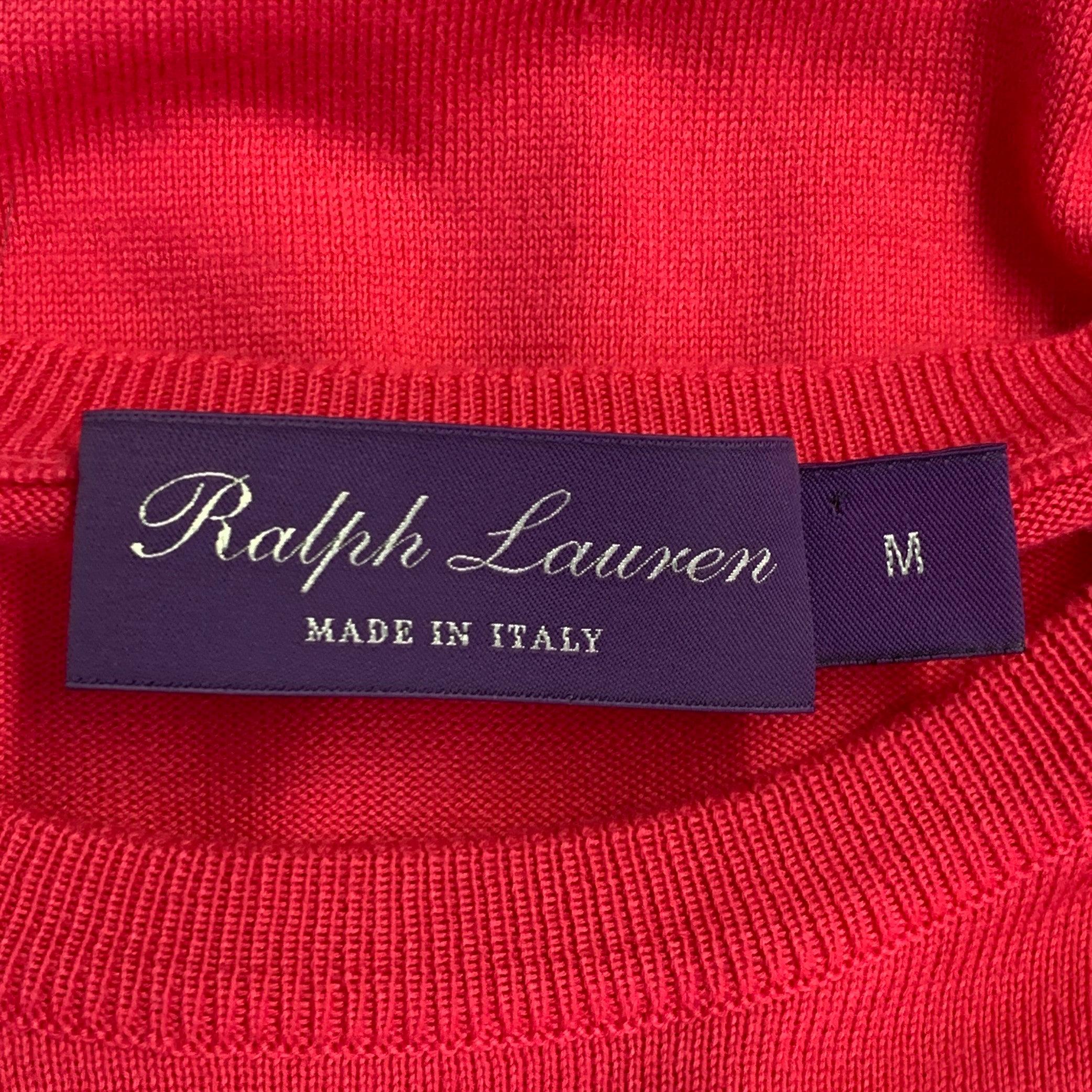 RALPH LAUREN COLLECTION Size M Fuchsia Pink Cotton Crew Neck Pullover (Pull à col ras du cou en coton) en vente 2