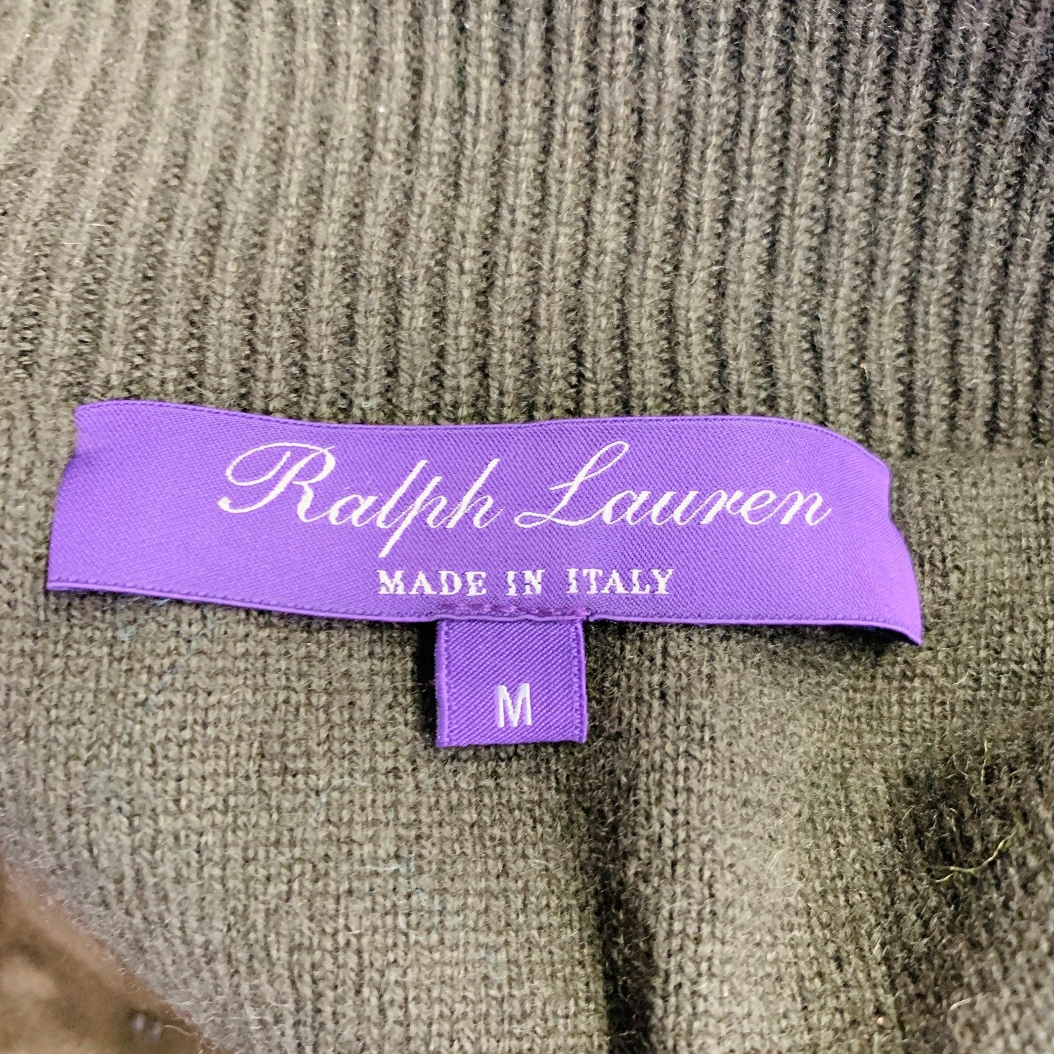 RALPH LAUREN COLLECTION Size M Green Olive Suede Cashmere Blend Mixed Materials Jacket For Sale 4
