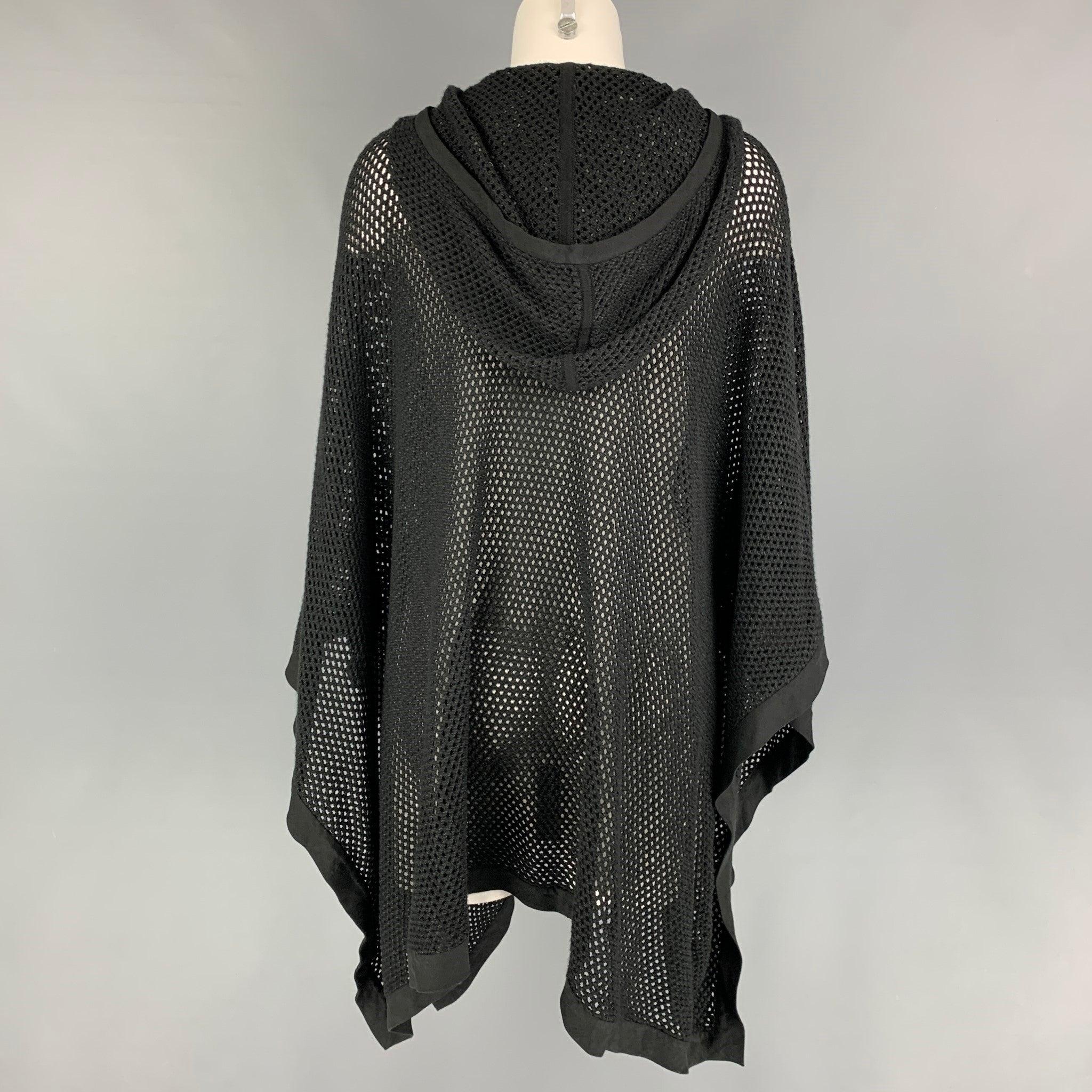 RALPH LAUREN Collection Size M/L Black Cotton Mesh Poncho Cape In Good Condition For Sale In San Francisco, CA