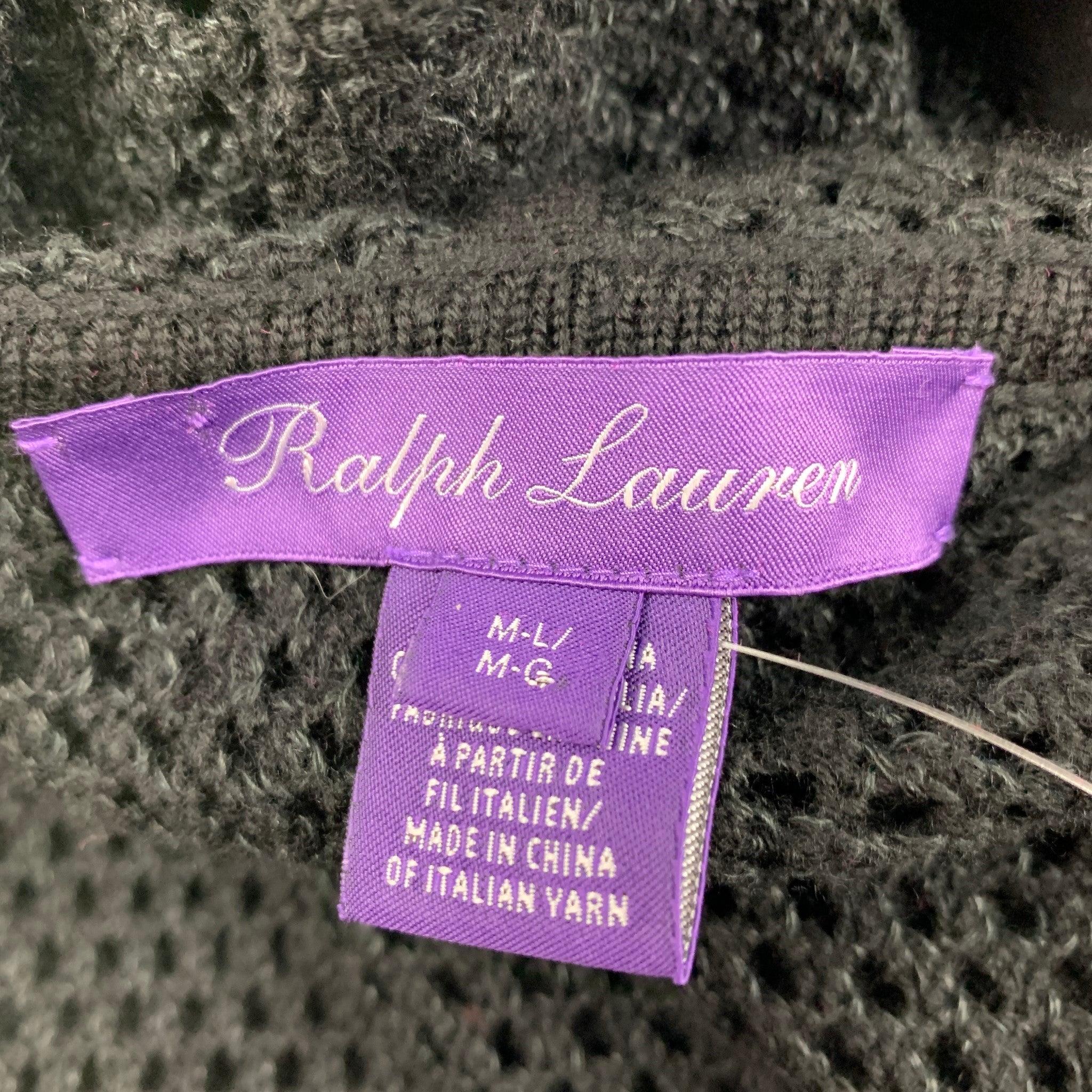 Women's RALPH LAUREN Collection Size M/L Black Cotton Mesh Poncho Cape For Sale